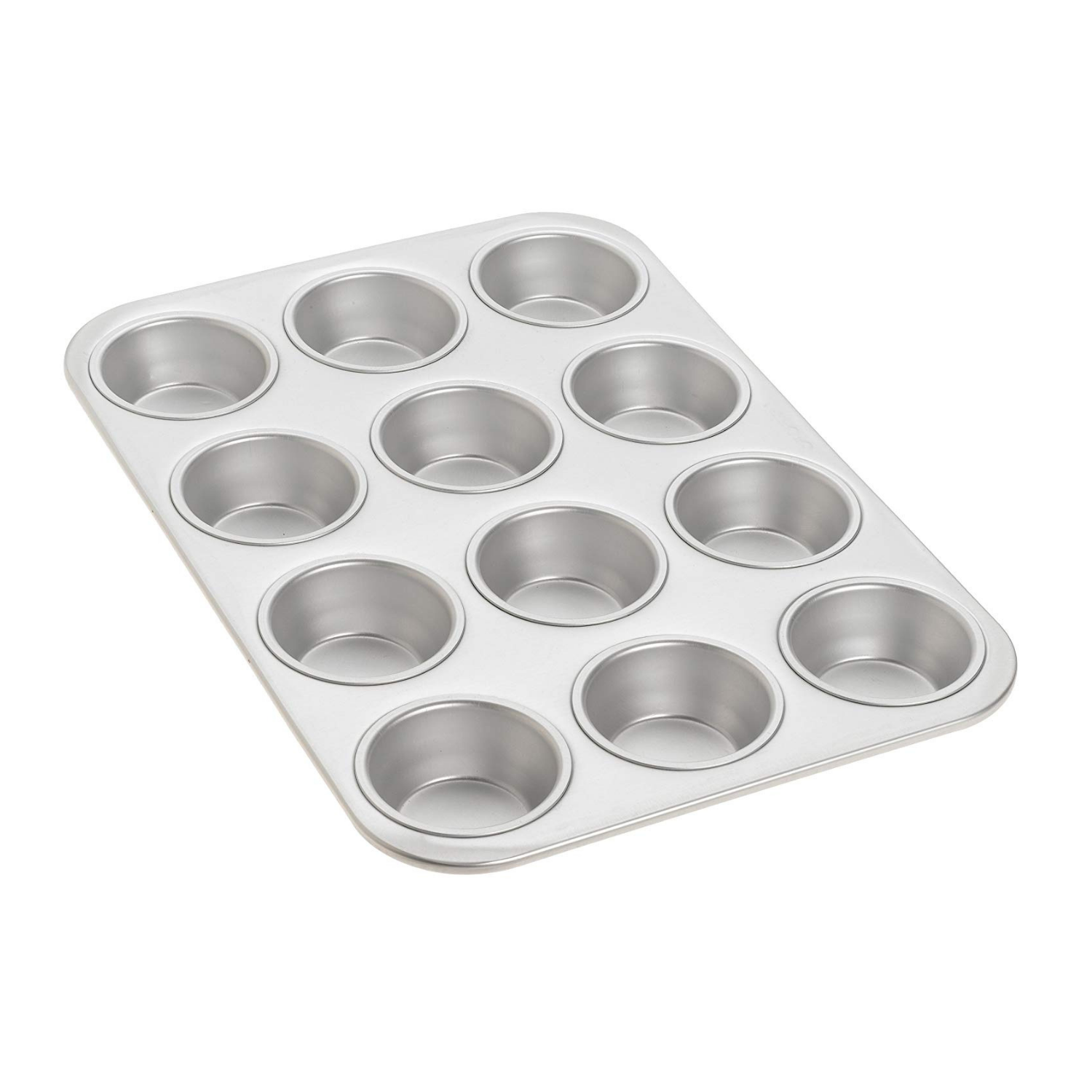 Fat Daddio's 12-Cup Aluminum Muffin Pan - Non-Stick Baking Sheet for Cupcakes, Muffins & Brownies - Perfect for Home Baking & Party Desserts