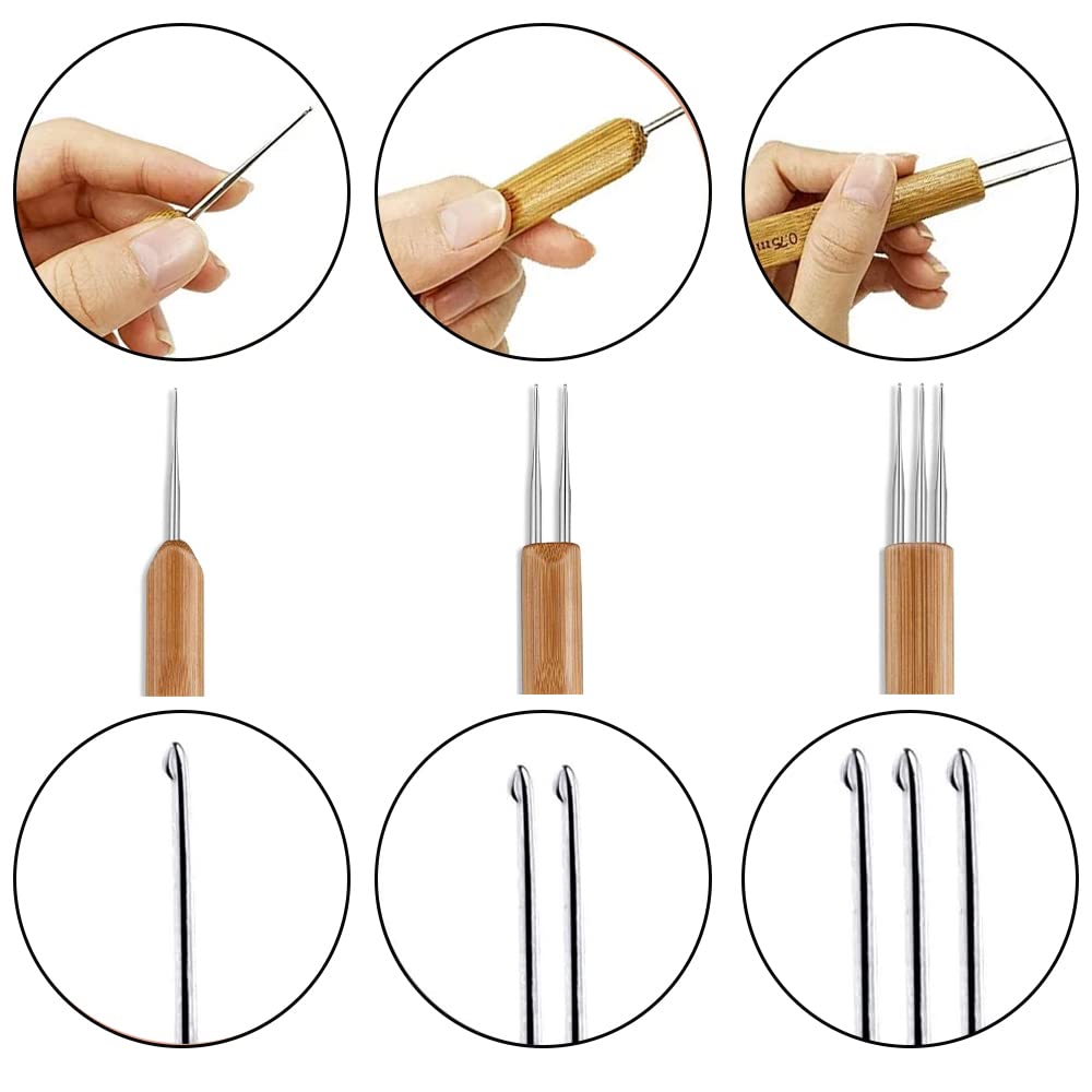 Dreadlocks Crochet Hook Set - 3 Piece Professional Hair Braiding Needles (0.5mm, 0.75mm, 1mm) for Dreadlock Maintenance & Styling - Perfect for Salon, Home Hair Care & Natural Hair Styling