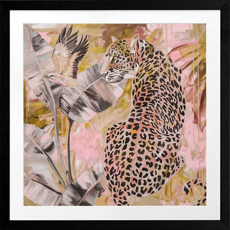Pink Framed Wall Art Print - Romantic Distant Longing Painting for Home & Office Decor - Perfect for Living Room, Bedroom, or Gift
