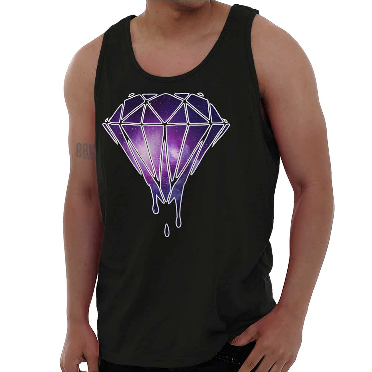 Galaxy Print Melting Diamond Graphic Tank Top for Men & Women - Trendy Space-Themed Casual Tee for Summer Outfits & Streetwear Fashion