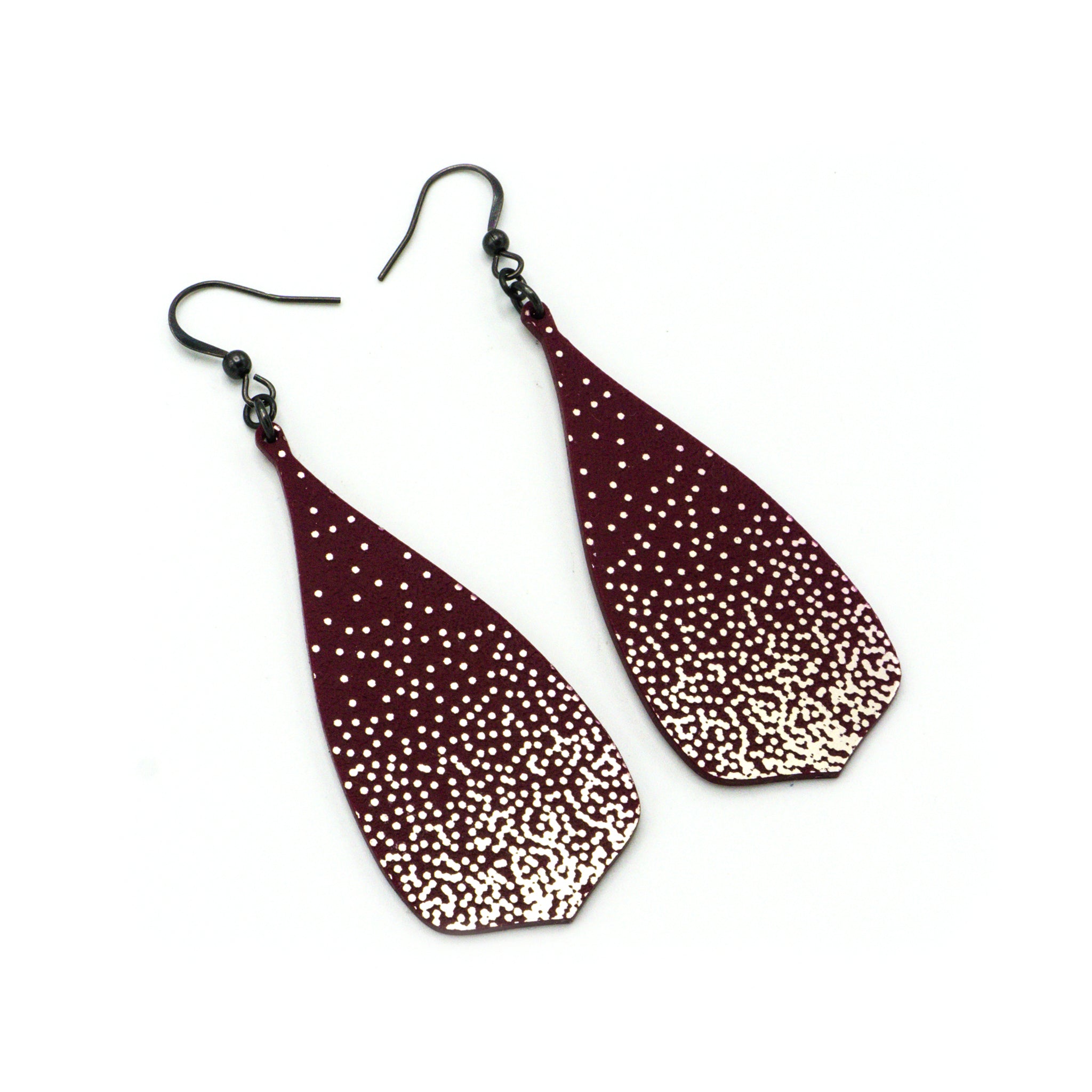 Flared Bevel Drops Acrylic Earrings in Brushed Nickel & Burgundy - Gradient Sparkle Design for Women | Perfect for Parties, Weddings & Everyday Wear