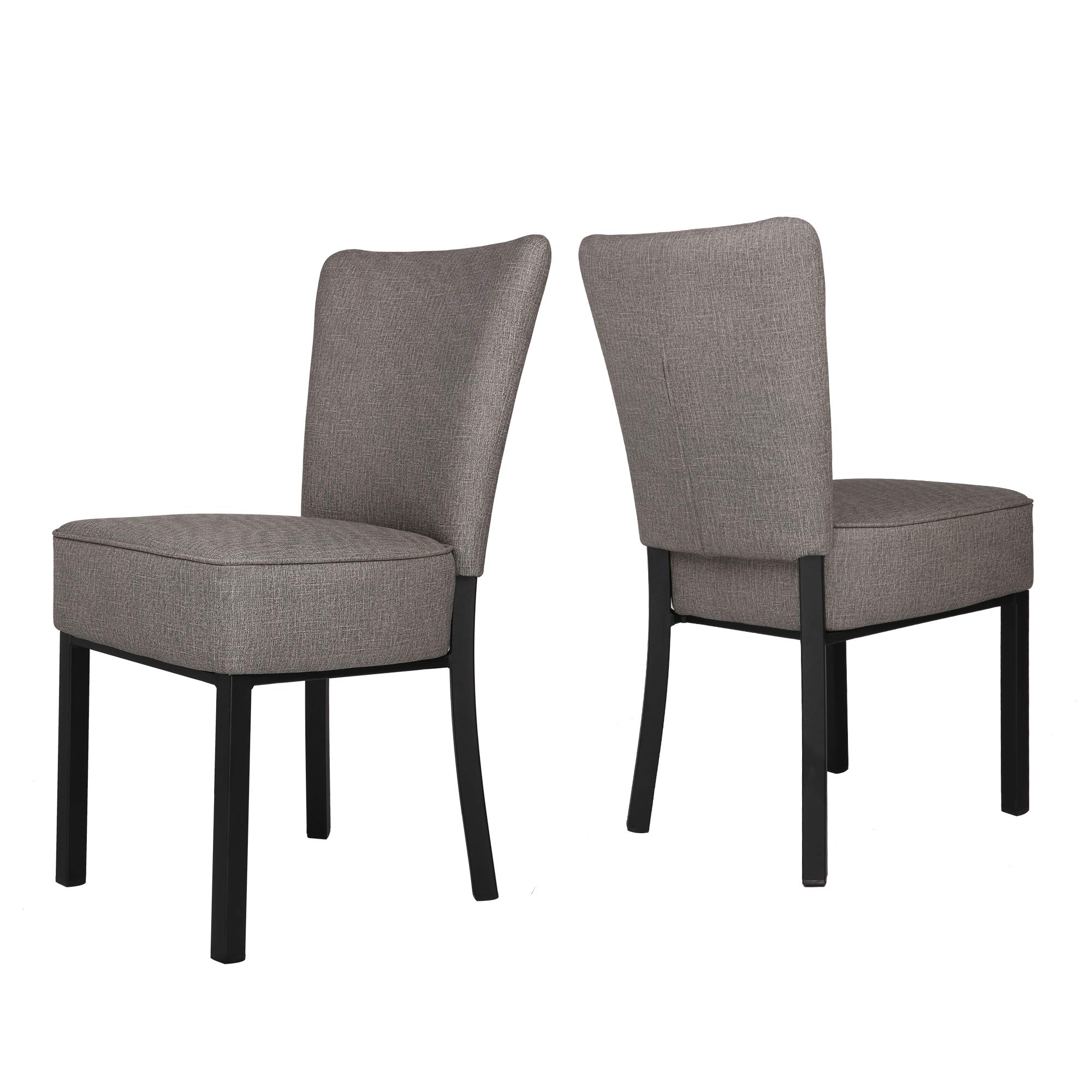 LUCKYERMORE 2-Pack Modern PU Leather Dining Chairs with Soft Cushion - Sturdy Metal Frame Side Chairs for Kitchen, Living Room & Bedroom - Heavy Duty Vinyl Gray Upholstered Seating - Perfect for Family Meals, Entertaining Guests & Home Office Use