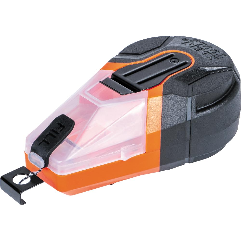 Klein Tools CHLK100 100-Foot Manual Chalk Line with Nylon Thread & Built-in Plumb Bob - Professional Chalk Line Tool for Precise Marking on Concrete, Wood, Drywall - Perfect for Construction, Carpentry, DIY Home Projects