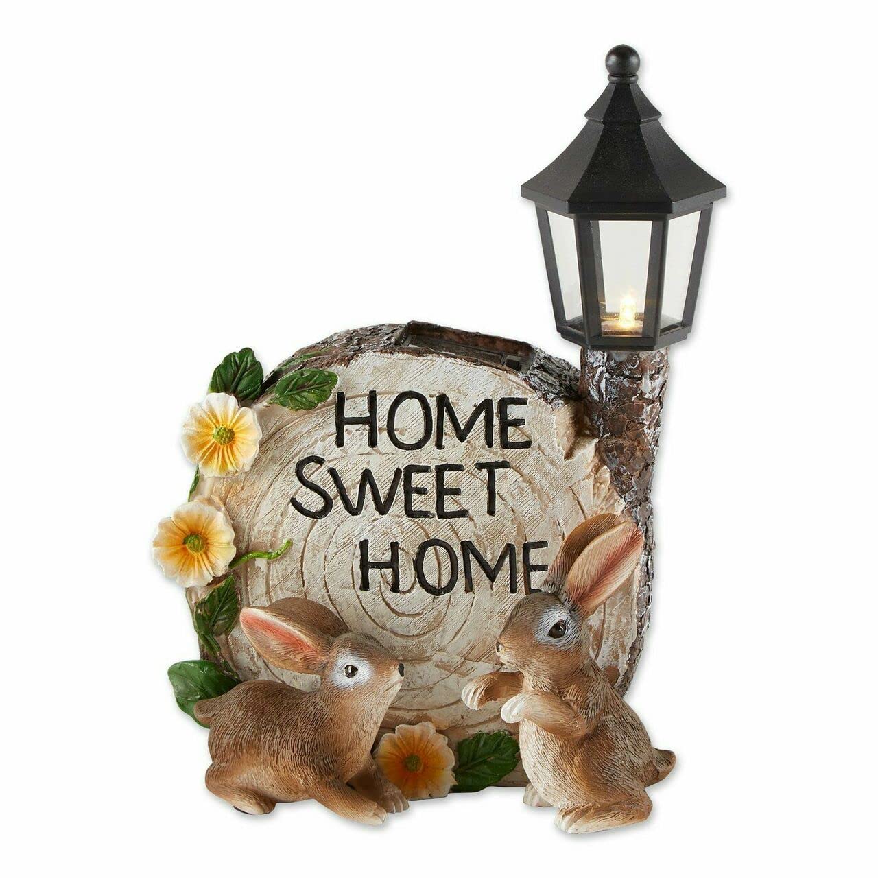 Solar Powered Garden Decor - Zingz & Thingz Day & Night Bunny Statue Figurine (7x4.25x9.75 Inch) for Outdoor Patio, Lawn & Yard Decorations - Perfect Home Sweet Home Gift Idea