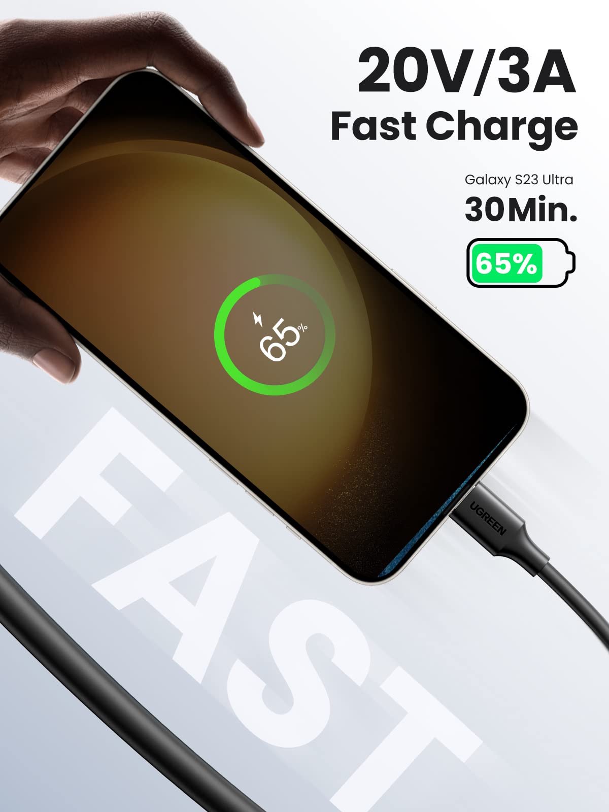 UGREEN 60W 3-Pack USB C to USB C Fast Charging Cable 10FT - Compatible with iPhone 16/15, MacBook Pro 2022, Samsung Galaxy S24/S23/Z Fold/Z Flip, Google Pixel 7, Nintendo Switch - Perfect for Home, Office & Travel Charging