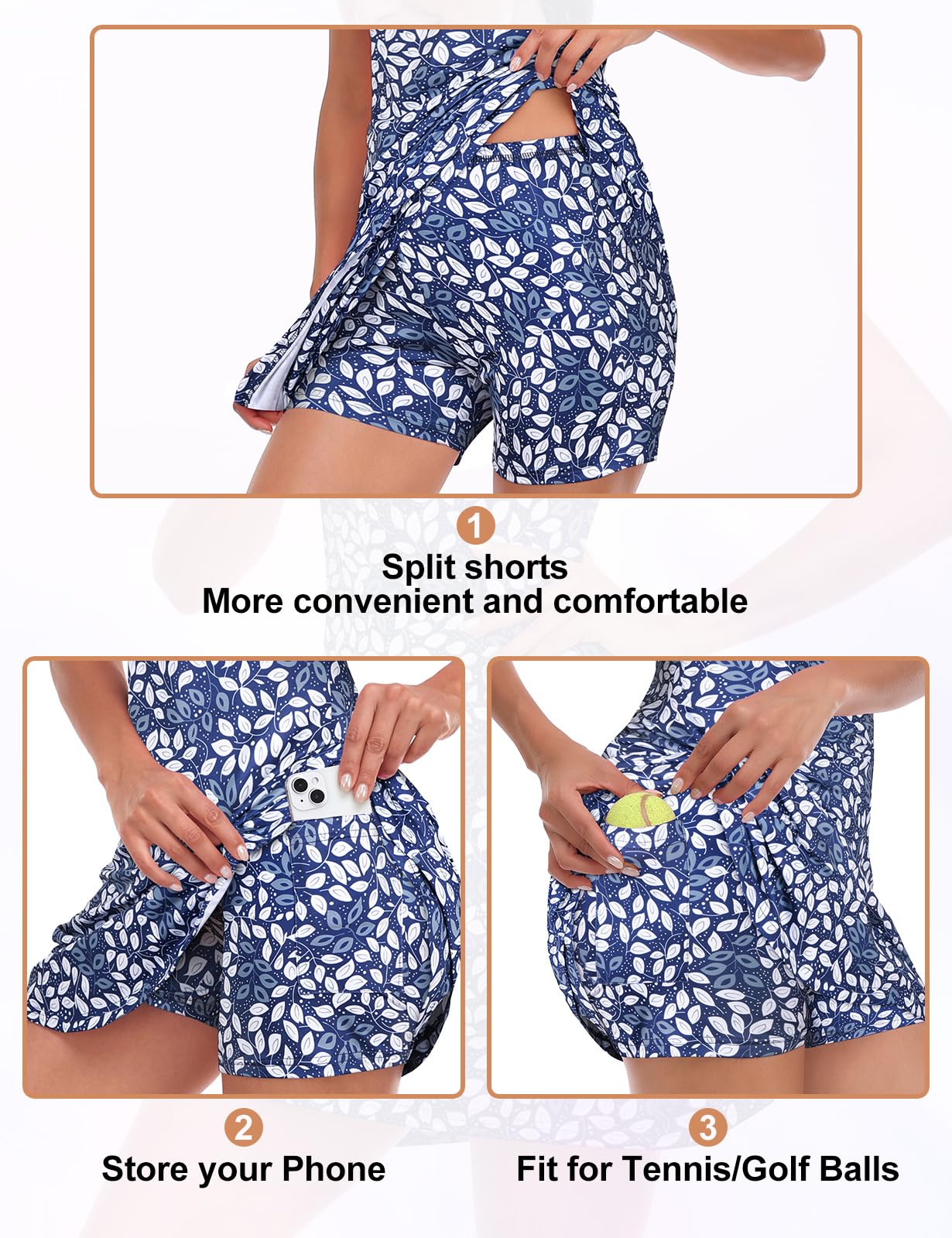 Viracy Women's Sleeveless Tennis Dress with Built-in Shorts & Pockets - Ruffle Zip-Up Stand Collar Golf Outfit for Tennis, Golf & Casual Wear