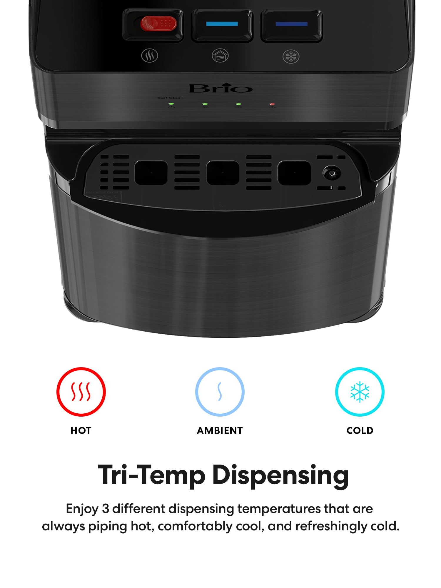 Brio 4-Stage Bottleless Water Cooler - Tri-Temp, UV Self-Cleaning, Child Lock for Home & Office