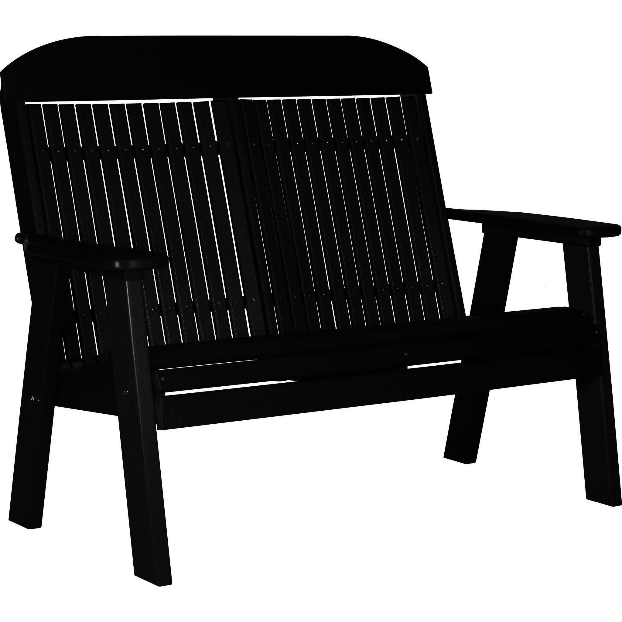 LuxCraft 4-Foot Classic Highback Recycled Plastic Outdoor Bench - Perfect for Patio, Garden, and Backyard Seating