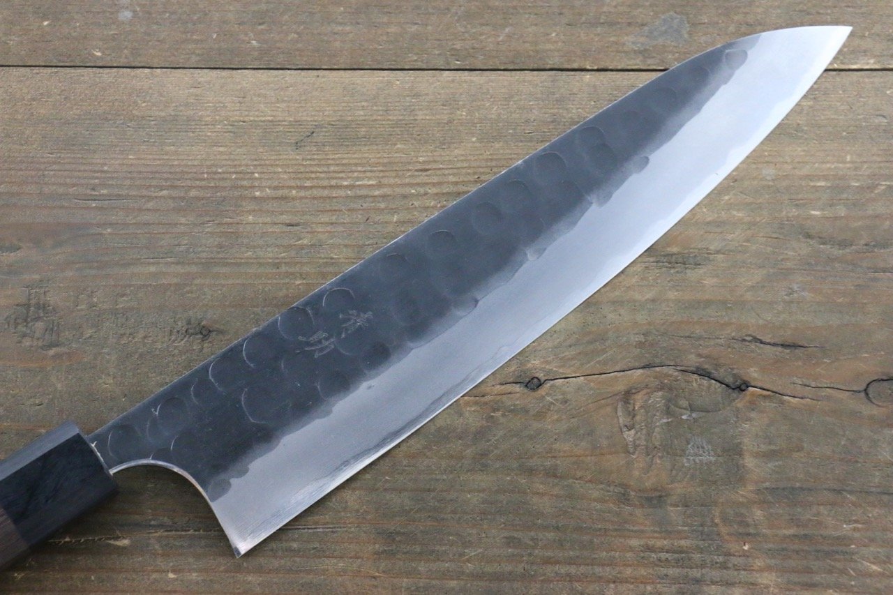 Premium Seisuke Blue Steel No.2 Hammered Kurouchi Gyuto Chef Knife 240mm - Japanese High Carbon Steel Kitchen Knife with Exquisite Shitan Handle - Perfect for Sushi, Meat Cutting & Professional Cooking