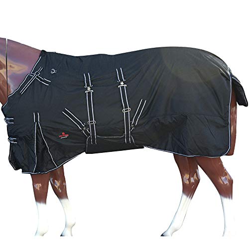 HILASON 1200D Winter Waterproof Horse Blanket with Belly Wrap - 78 Inches, Black | Heavy Duty Polyester Horse Rug for Cold Weather | Ideal for Trail Riding, Stable Use & Outdoor Protection