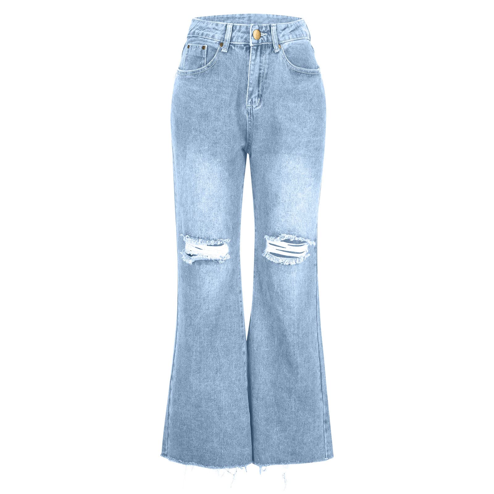 SMIDOW Women's High Waisted Flare Bell Bottom Jeans - Stretch Denim Pants with Ripped & Distressed Details, Vintage Y2K Style for Casual Wear, Night Out, and Retro Fashion