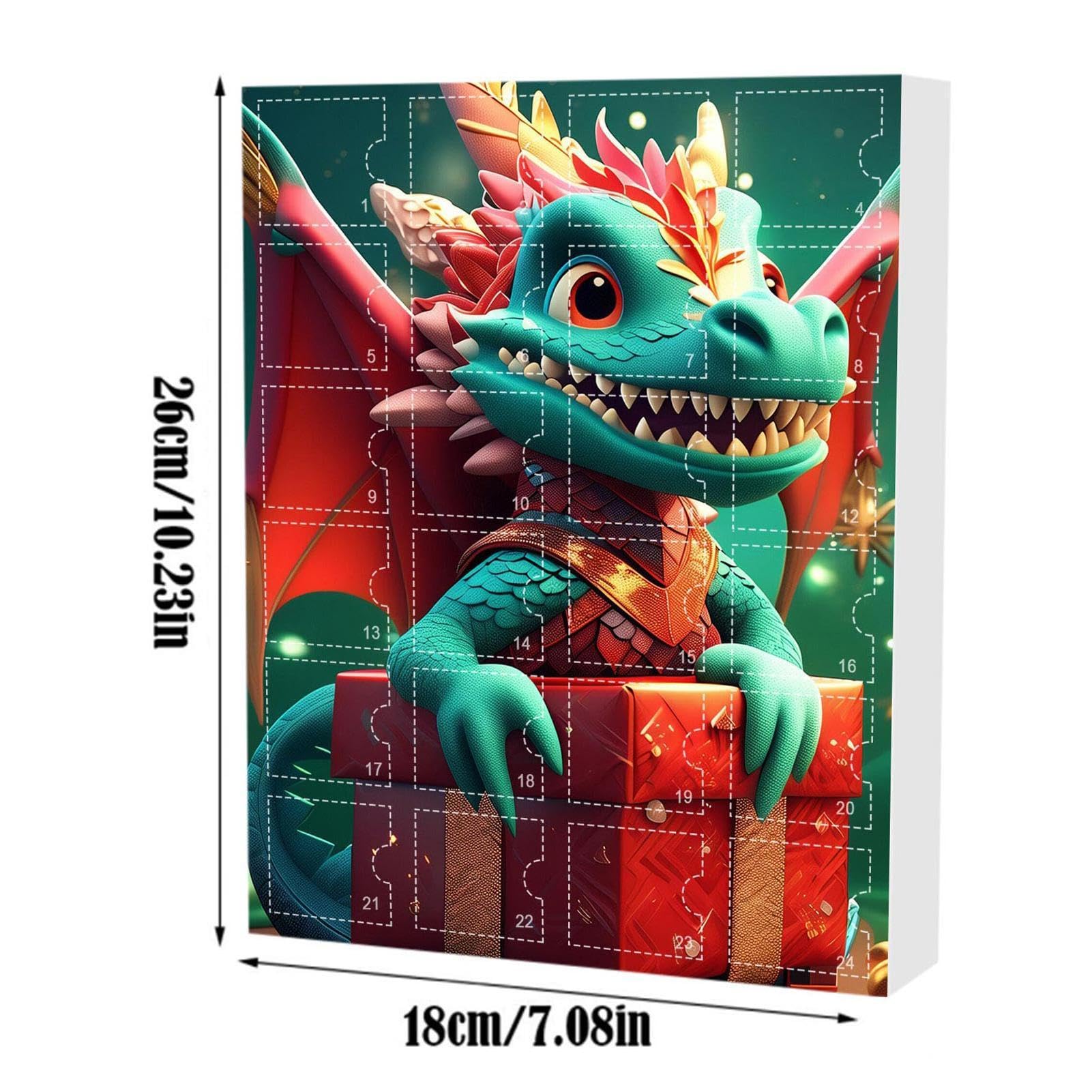 Dinosaur Pendant Advent Calendar - 24 Days Christmas Countdown Calendar with Dragon Pendants | Festive Holiday Decor for Kids, Christmas Tree Ornaments & Unique Gift Idea for Dinosaur Lovers