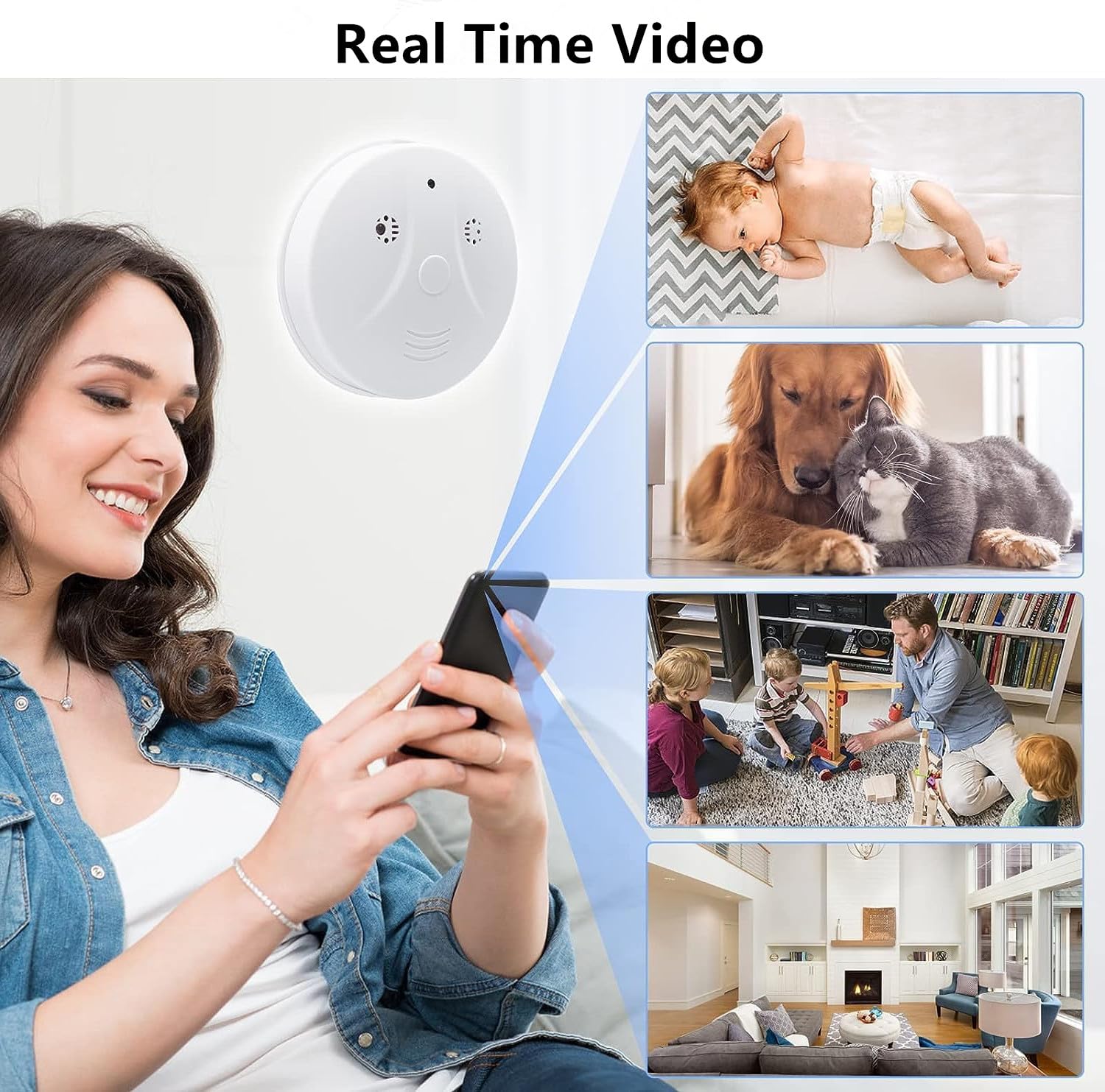 Hidden Camera Smoke Detector - 1080P HD Wireless WiFi Spy Camera with Night Vision & Motion Detection | Indoor Security Camera for Home, Office & Baby Monitoring