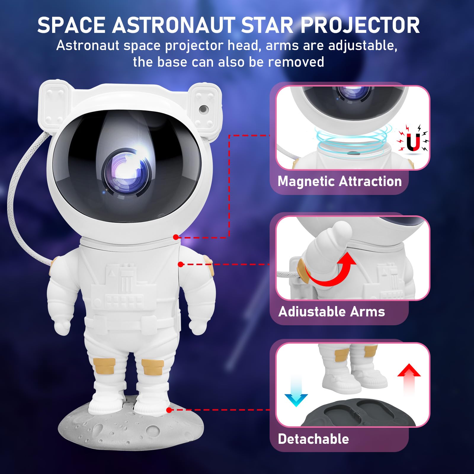 Astronaut Star Projector - Galaxy Night Light for Bedroom & Game Room | Nebula Ceiling Projection Light for Adults | Perfect for Home Decor, Parties & Relaxation | Create Stellar Atmosphere for Sleep, Gaming & Entertainment