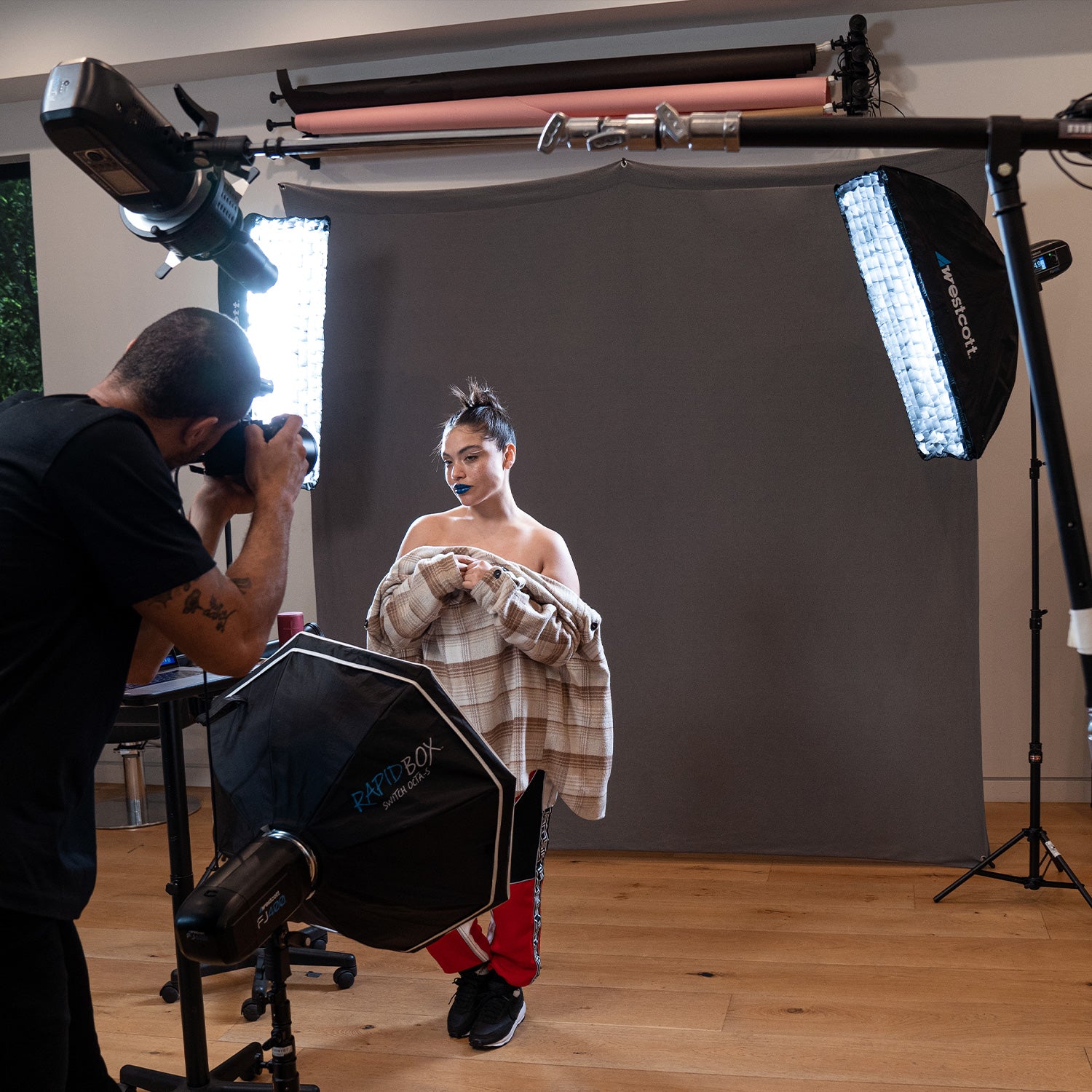 X Drop Pro Wrinkle Resistant Photography Backdrop - Neutral Gray 8' x 8' - Perfect for Studio Portraits, Product Photography & Video Backgrounds