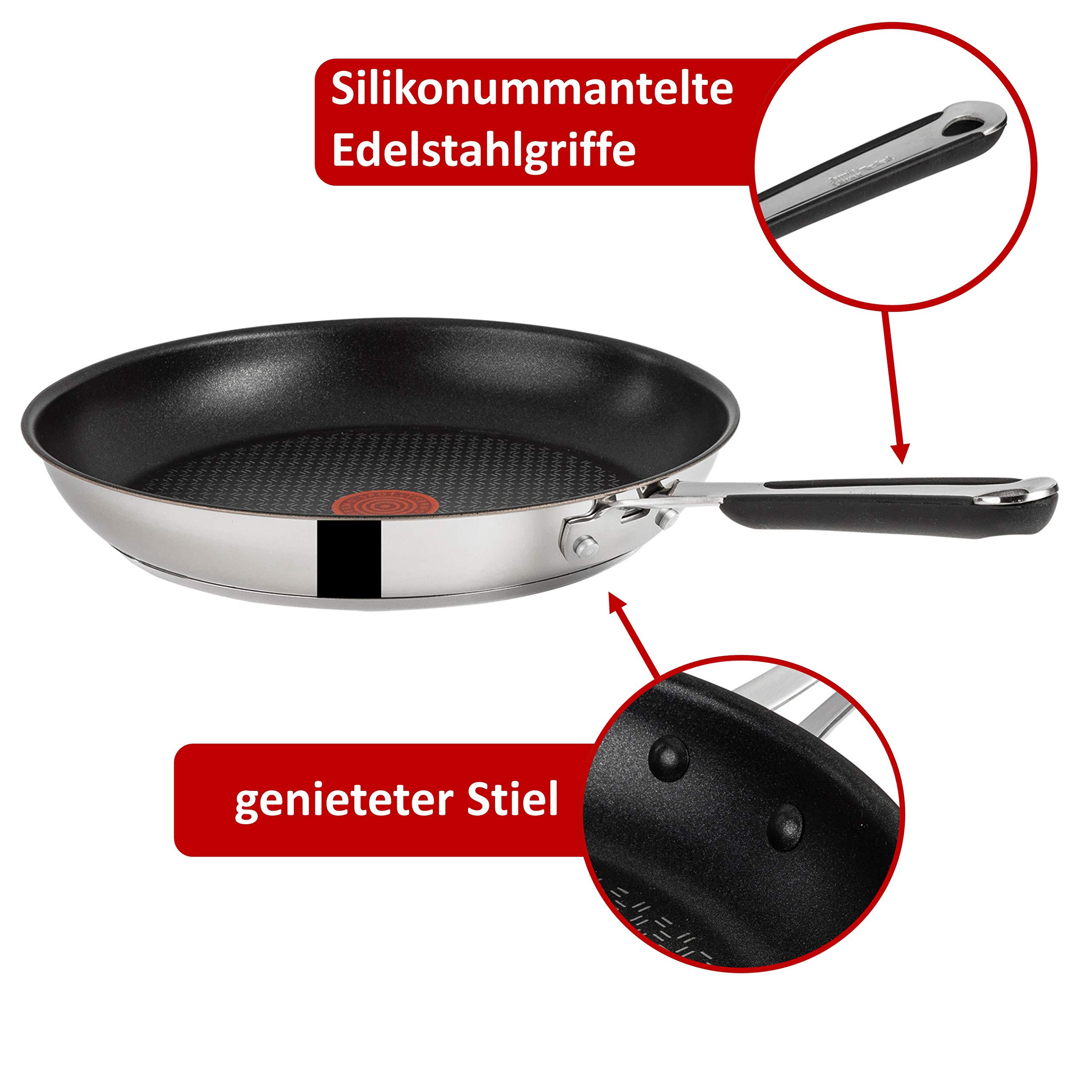 Tefal Jamie Oliver 20cm Stainless Steel Non-Stick Saute Pan Wok - Induction Compatible, Silver (Model H80502) - Perfect for Stir-Frying, Searing & Sauteing in Modern Kitchens