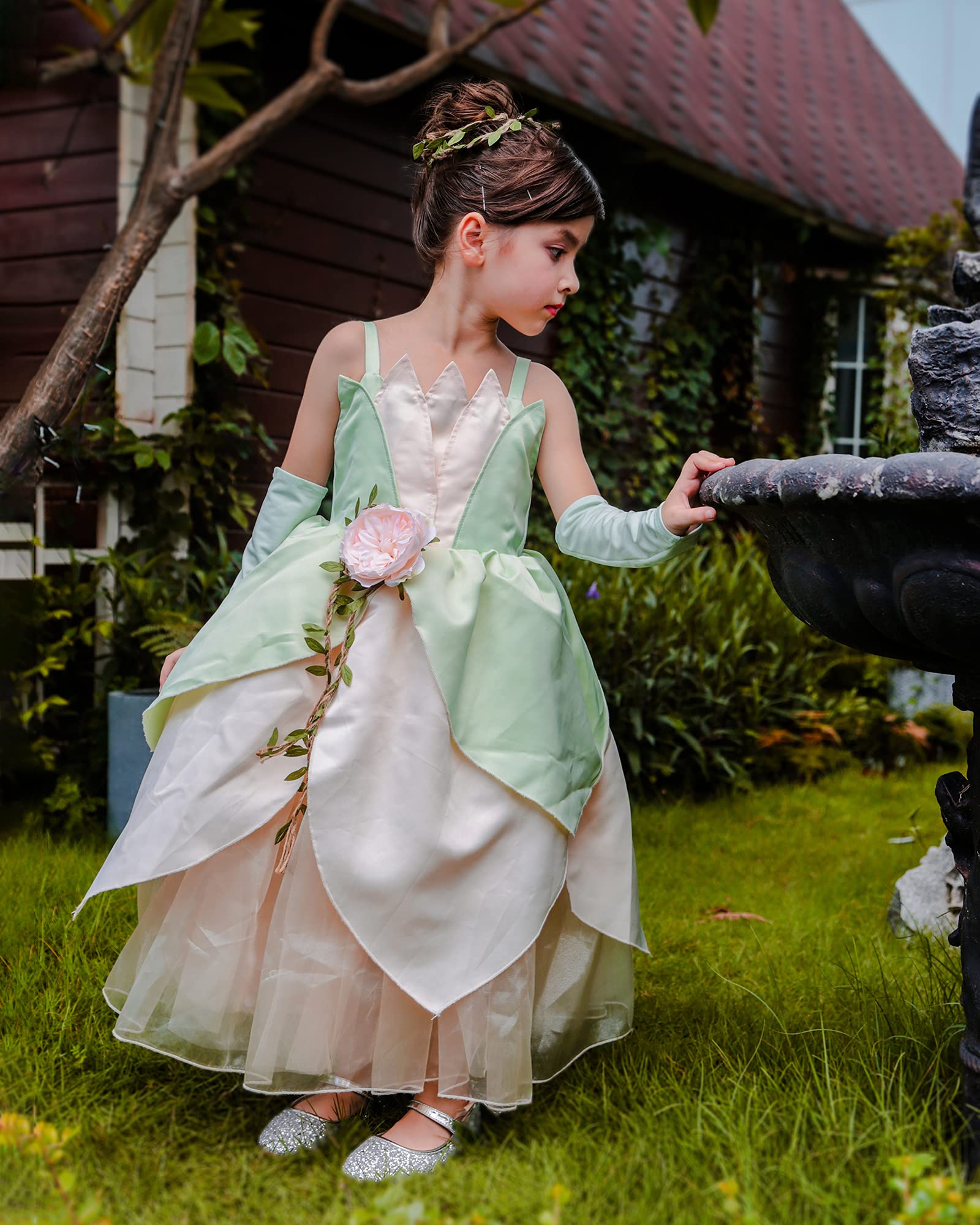 ToLaFio Girls Princess Costume - Elegant Ball Gown Dress for Birthday Party, Halloween, Role Play & Dress Up | Perfect for Fairy Tale Themed Events, Tea Parties & Princess Pageants