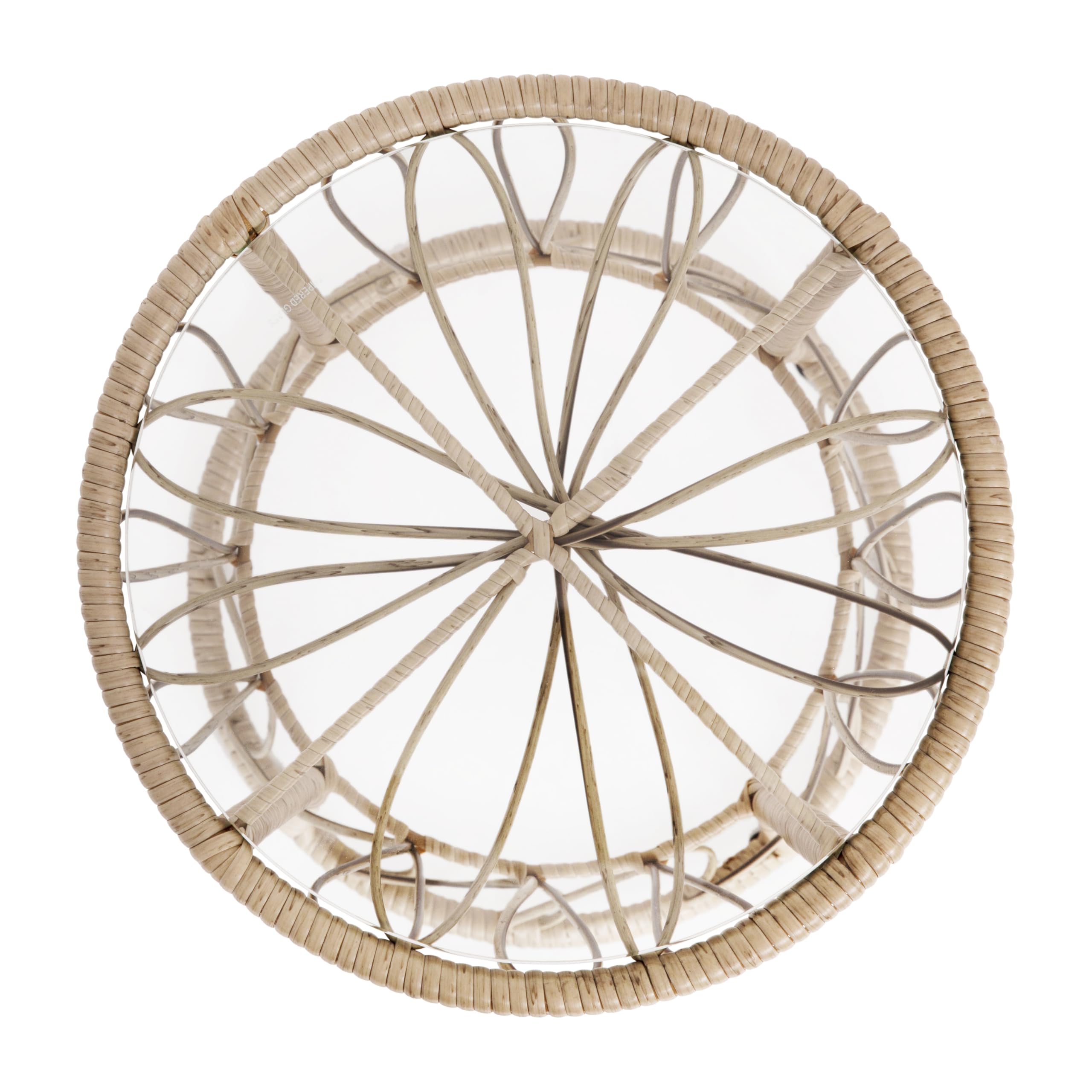 Devon 3-Piece Indoor/Outdoor Bistro Set - Tan Rattan Papasan Chairs with Glass Top Table & Gray Cushions - Perfect for Patio, Garden, Balcony or Sunroom Relaxation