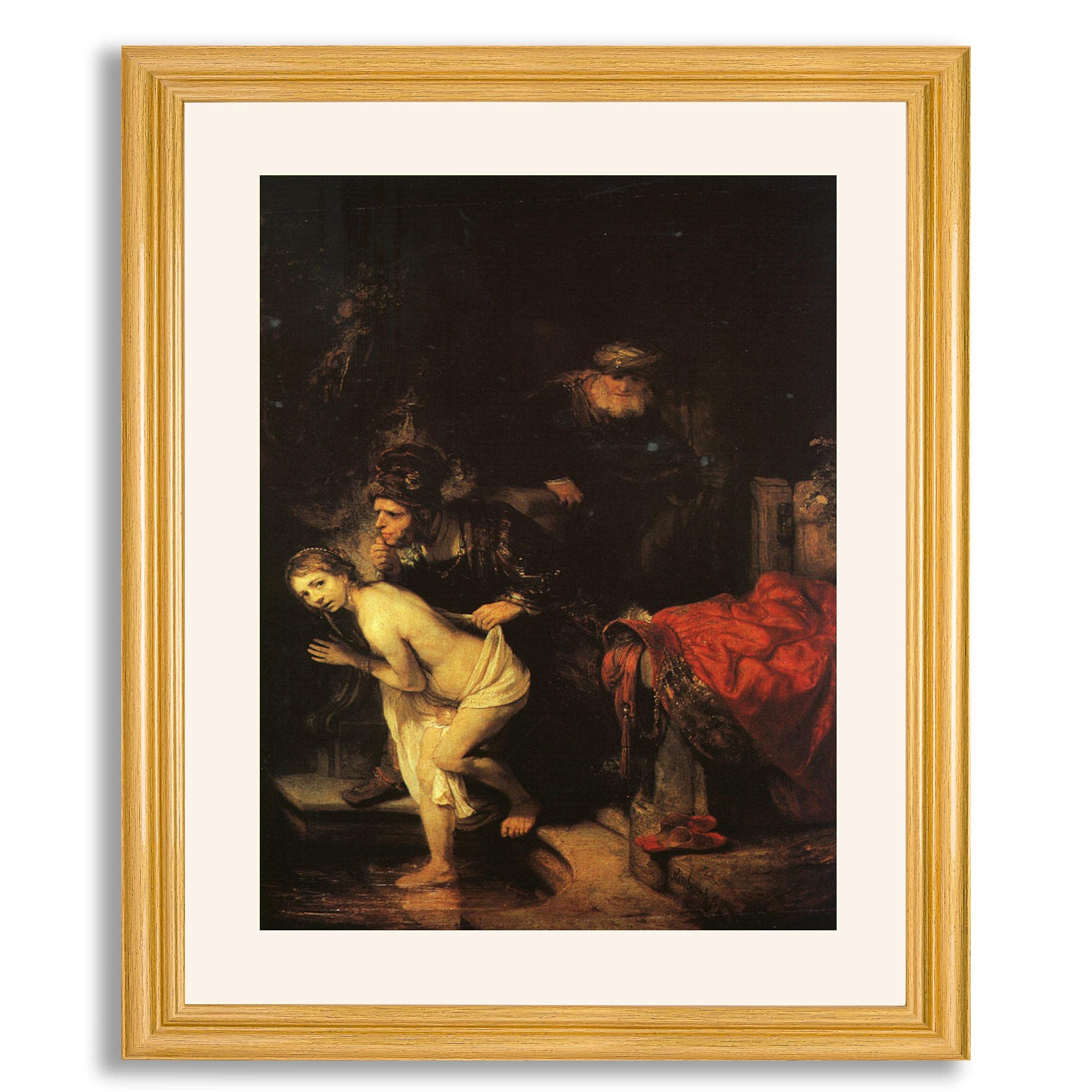 Van Rijn Rembrandt Susanna & The Elders Framed Art Print - Premium Museum Quality Reproduction Painting on Canvas - Elegant Wood Frame Wall Decor for Living Room, Bedroom & Office