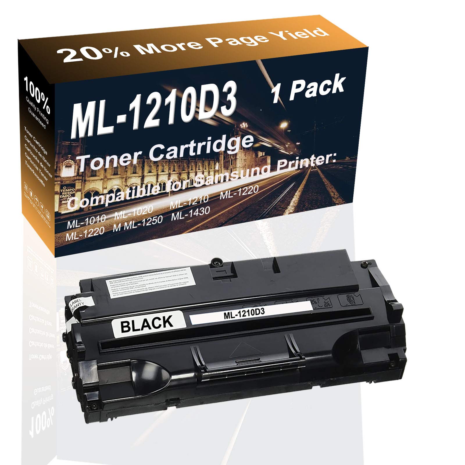 High Yield 1210D3 ML-1210D3 Compatible Toner Cartridge (1-Pack, Black) for Samsung ML-1250/ML-1430/ML-1220M Printers - Perfect for Home & Office Printing Needs