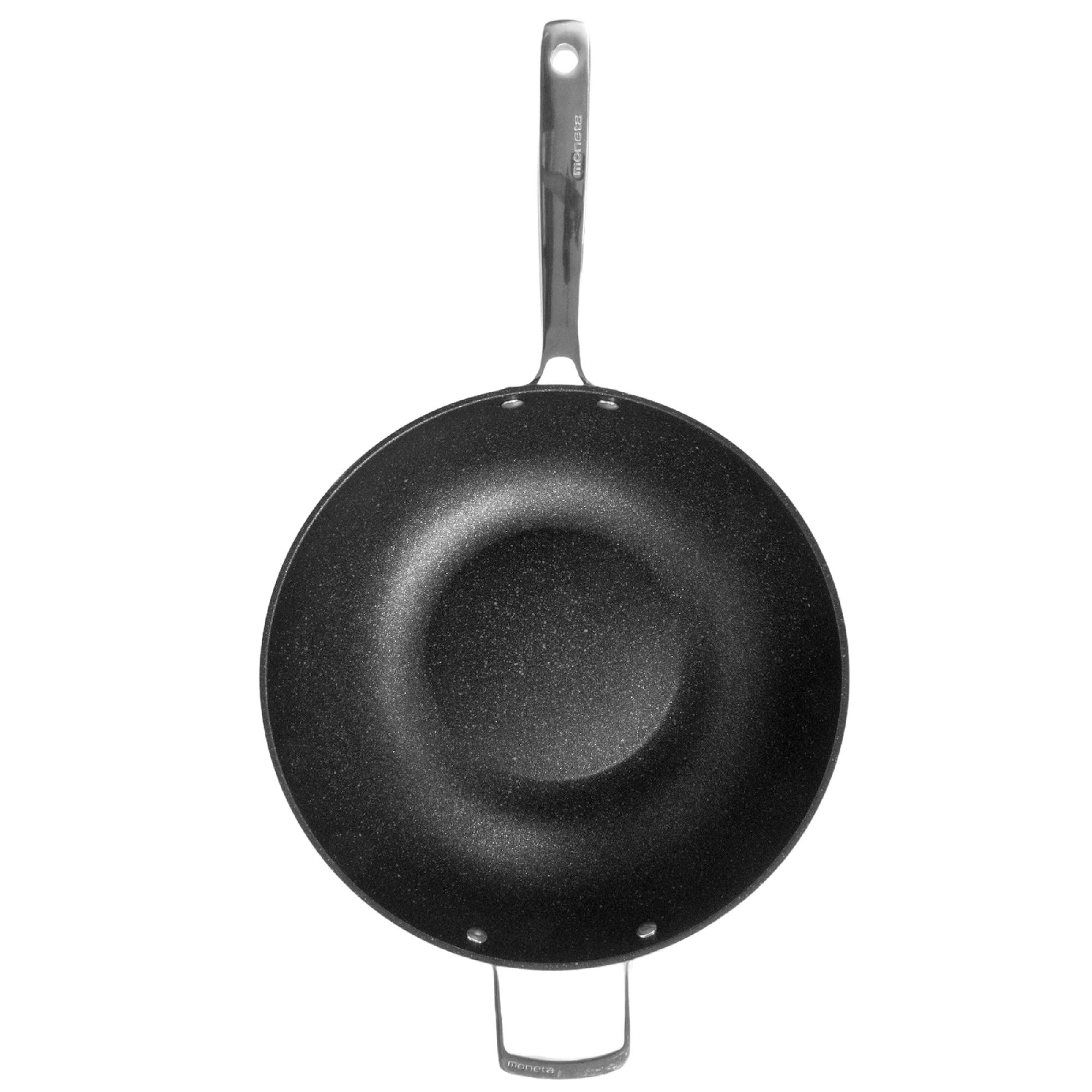 32cm Moneta Armonia Wok Pan with Handle & Helper Handle - Premium Carbon Steel Stir Fry Pan for Gas, Induction & All Cooktops - Perfect for Asian Cooking, Stir Frying, Sautéing & Deep Frying