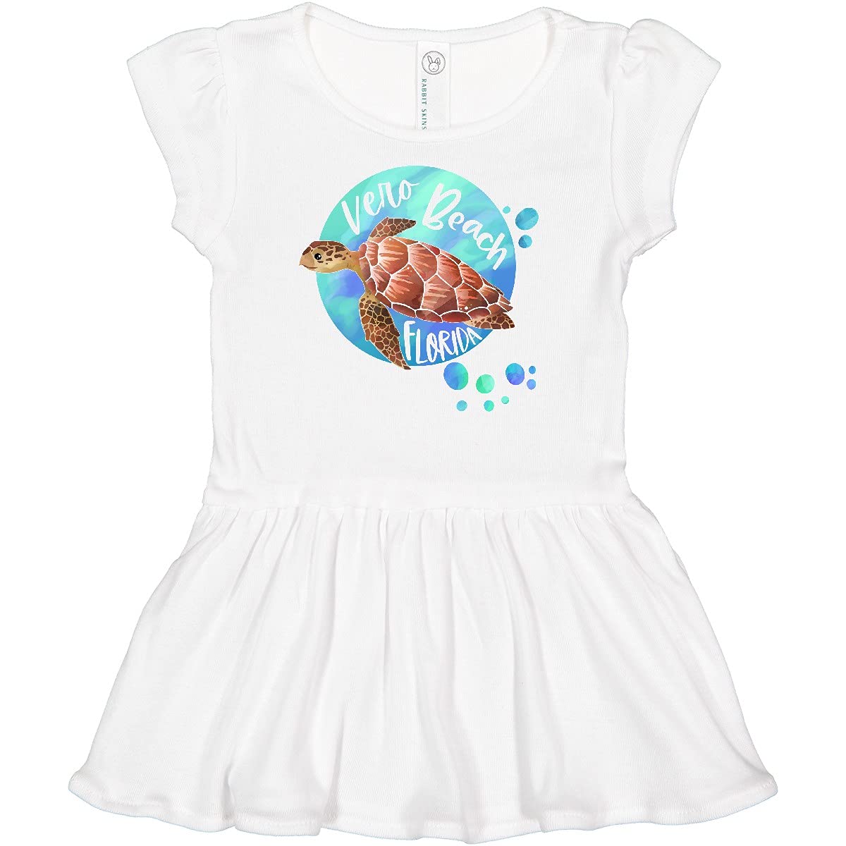 Inktastic Vero Beach Florida Sea Turtle with Bubbles Print Baby Dress - Soft Cotton Infant Outfit for Beach Vacation, Pool Party & Summer Photoshoot