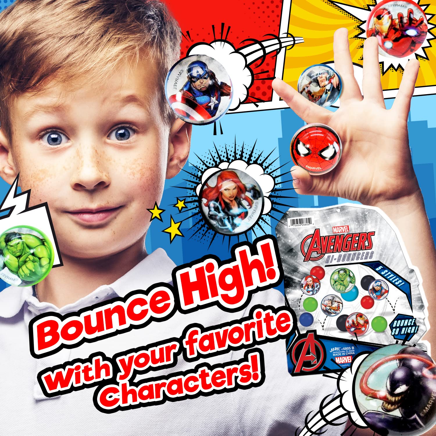JA-RU Marvel Avengers & Spiderman Super Bouncy Balls - 1.2