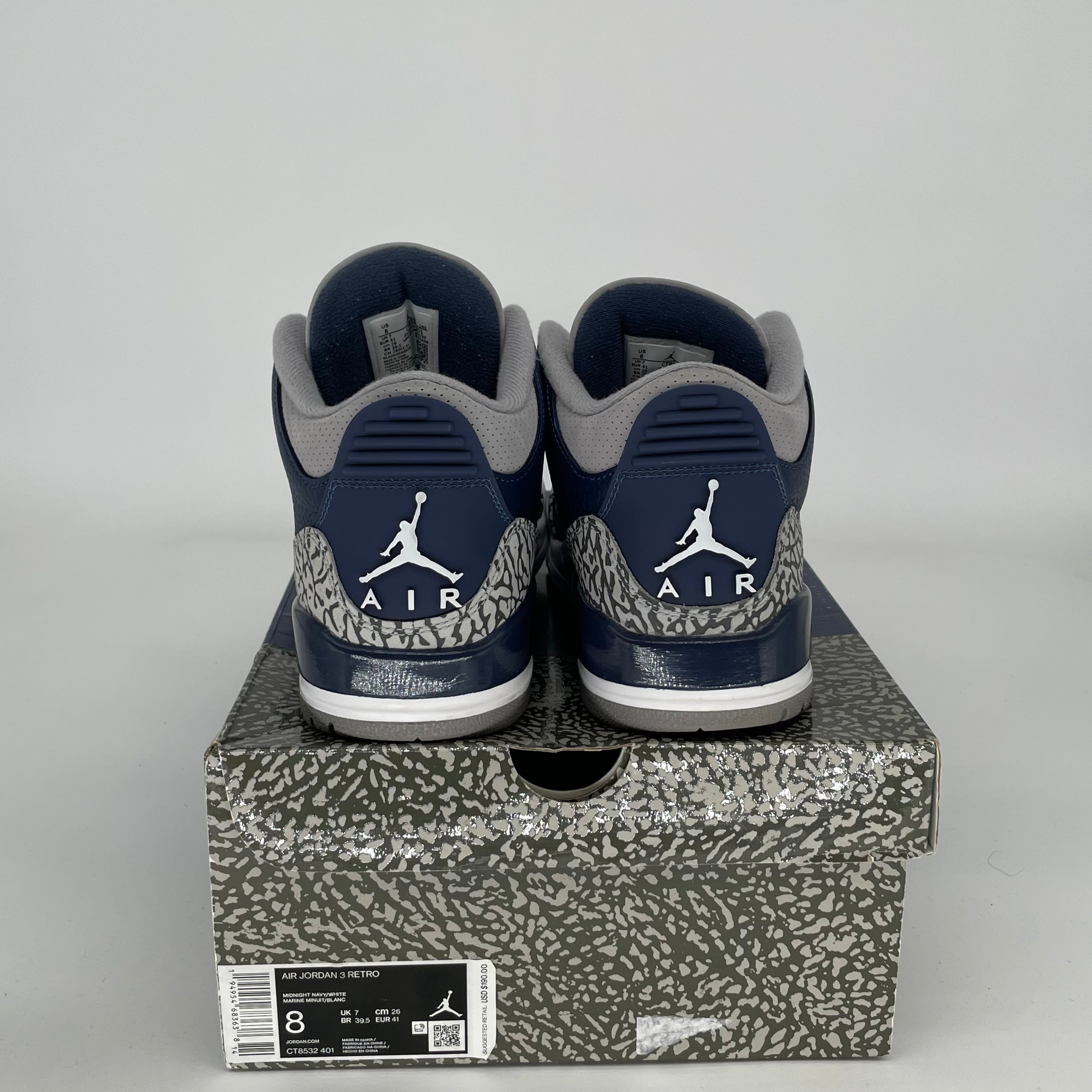 AIR JORDAN 3 GEORGETOWN Basketball Shoes Men's Size 8 - Retro Style Sneakers CT8532-401 for Casual Wear & Street Fashion