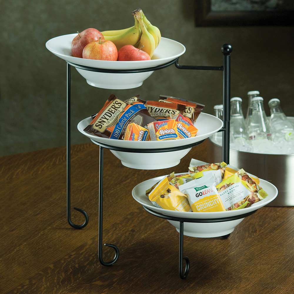American Metalcraft TTRSMEL7 3-Tier Round Display Stand Set with Melamine Bowls - Perfect for Bakery, Candy, and Dessert Displays at Parties, Cafes, and Retail Stores