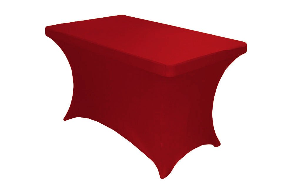 Stretchable Elastic Tablecloth - Red Linen Spandex 48x24