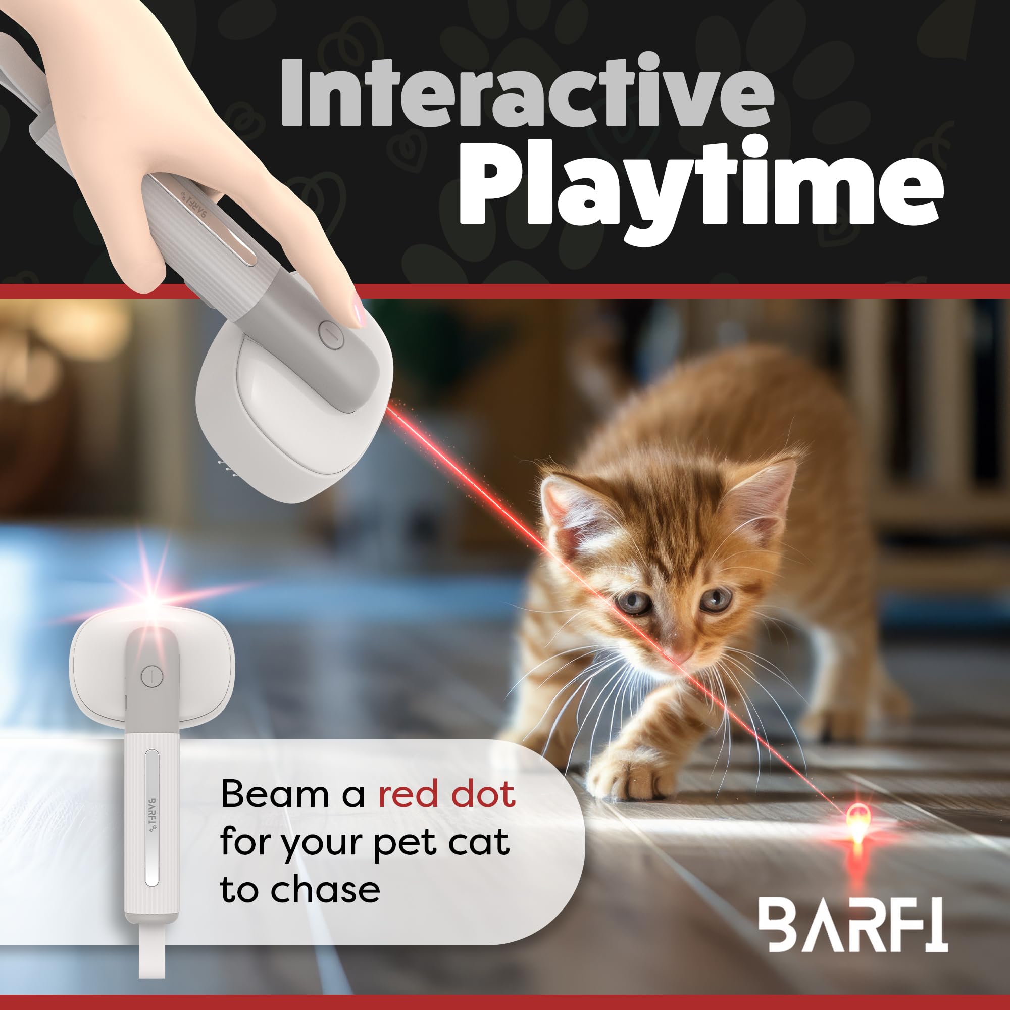 Self-Cleaning Pet Brush - BARFI Shedding Tool with Massager for Cats & Dogs - Home Grooming Essential