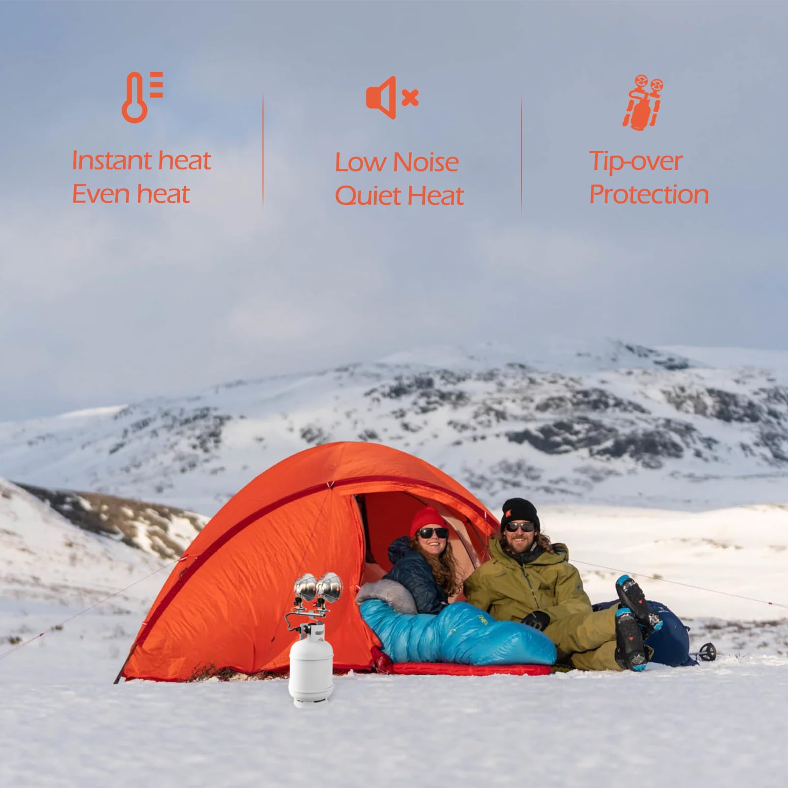 AgiiMan 30,000 BTU Portable Propane Heater for Camping & Outdoor Use - Tent Heater with Safety Shut-off Valve & Tip-over Switch - Ideal for Ice Fishing, Hiking, Patio & Indoor Heating (Propane Tank Not Included) - Perfect for Backyard Gatherings & Winter Adventures