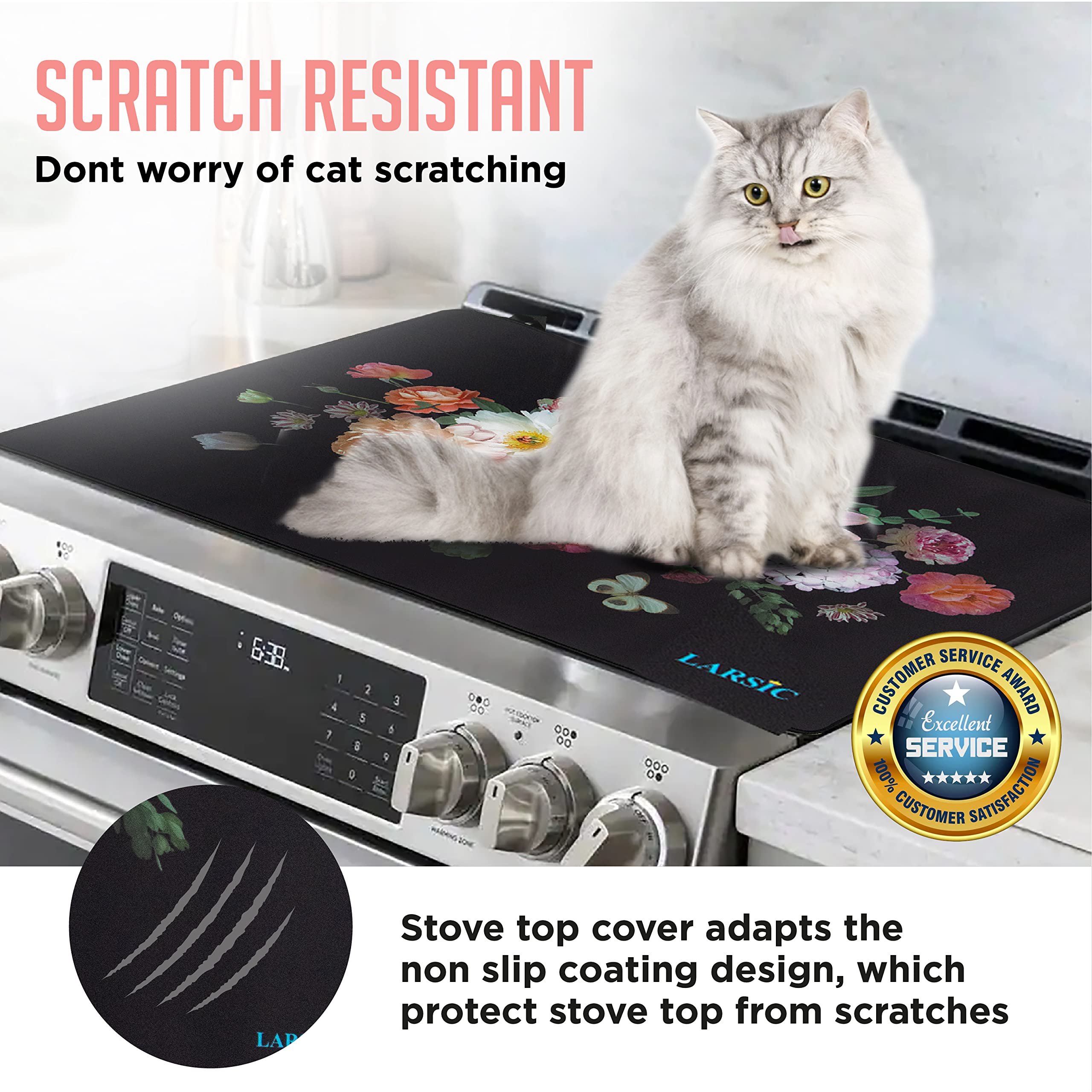 Larsic Stove Cover - Waterproof & Anti-Slip Induction Cooktop Protector Mat for Electric Stove, Washer, Dryer - Foldable & Space-Saving Design (28.5