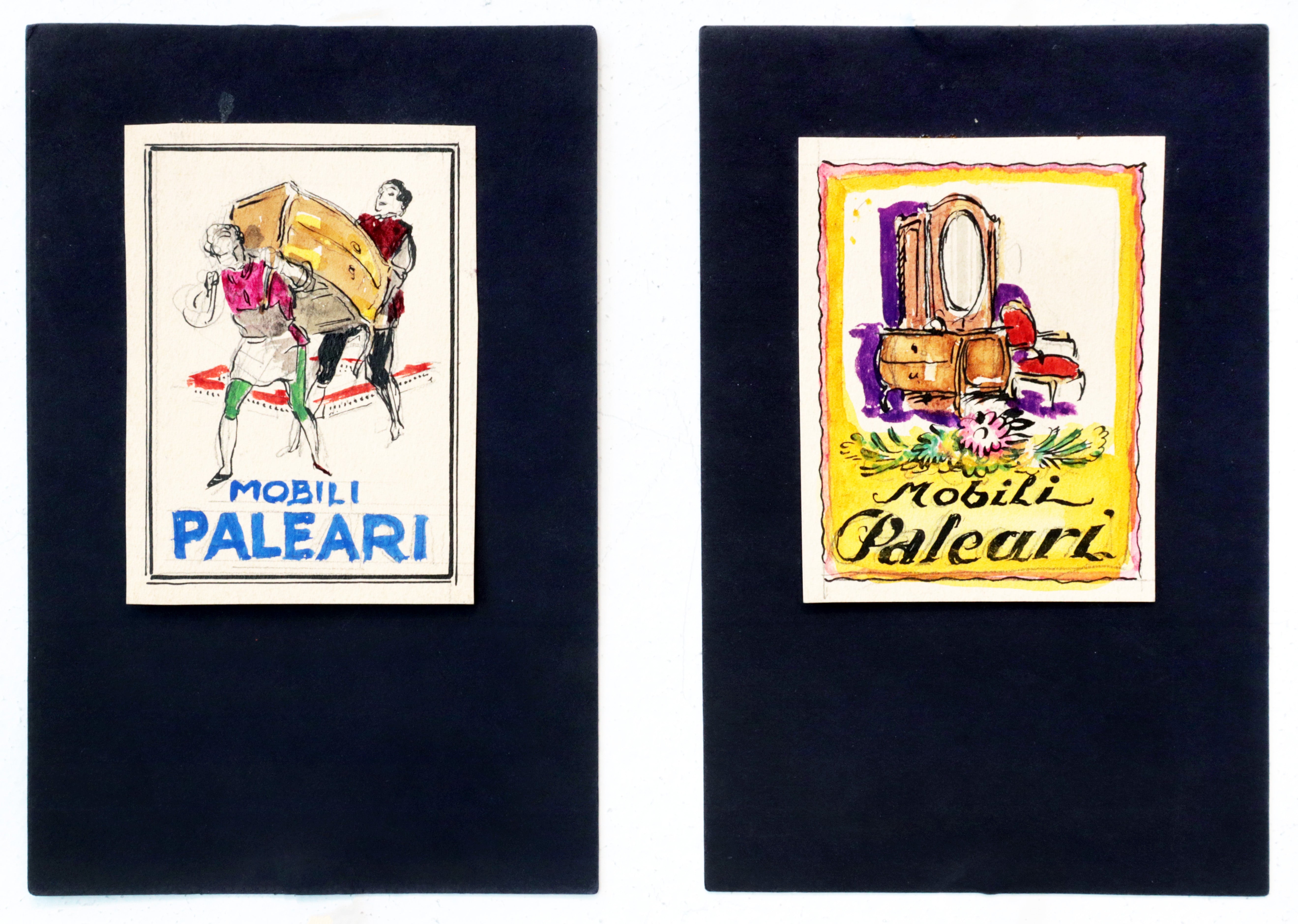Vintage 1920s Italian Art Deco Maquettes by Mobili Paleari & Mauzan Studio - Set of 2 Antique Collectibles for Home Decor & Art Display