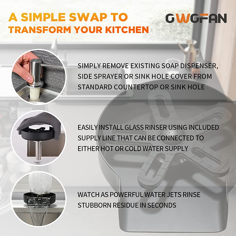 OWOFAN Matte Black Spring Kitchen Sink Faucet with Glass Rinser - High Arc Pull Down Sprayer, Durable Brass Construction for Modern Home & Restaurant Use
