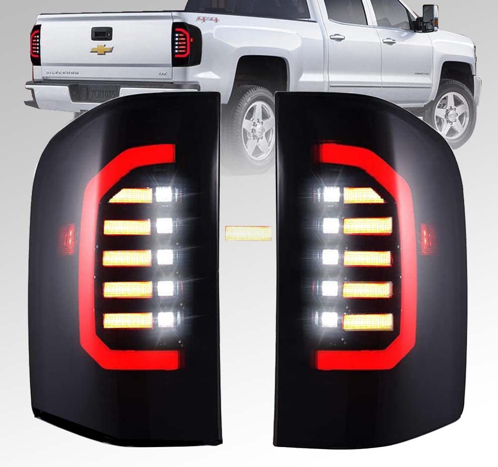 YUFANYA Full LED Tail Lights for 2007-2013 Chevy Silverado - Black Housing Brake Reverse Turn Signal Lamps (Driver & Passenger Side) - Upgrade Your Truck's Style & Safety for Night Driving & Off-Road Adventures