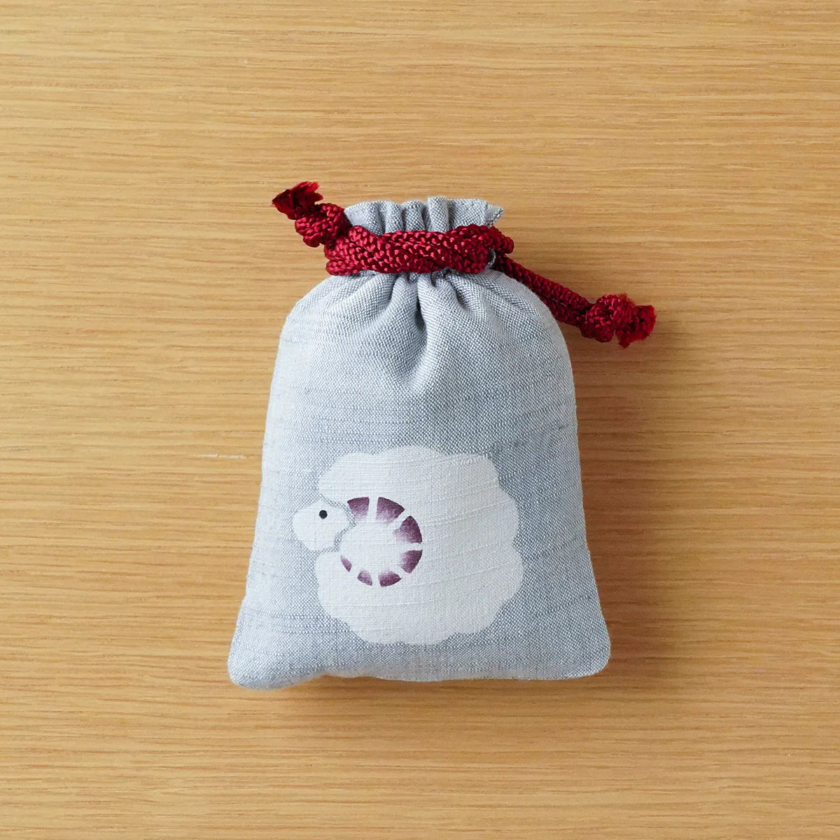 Katazome Small Talisman Bag - Japanese Traditional Craft Drawstring Pouch with Sheep Design | Perfect for Good Luck Charms, Jewelry Storage & Cultural Gift Giving