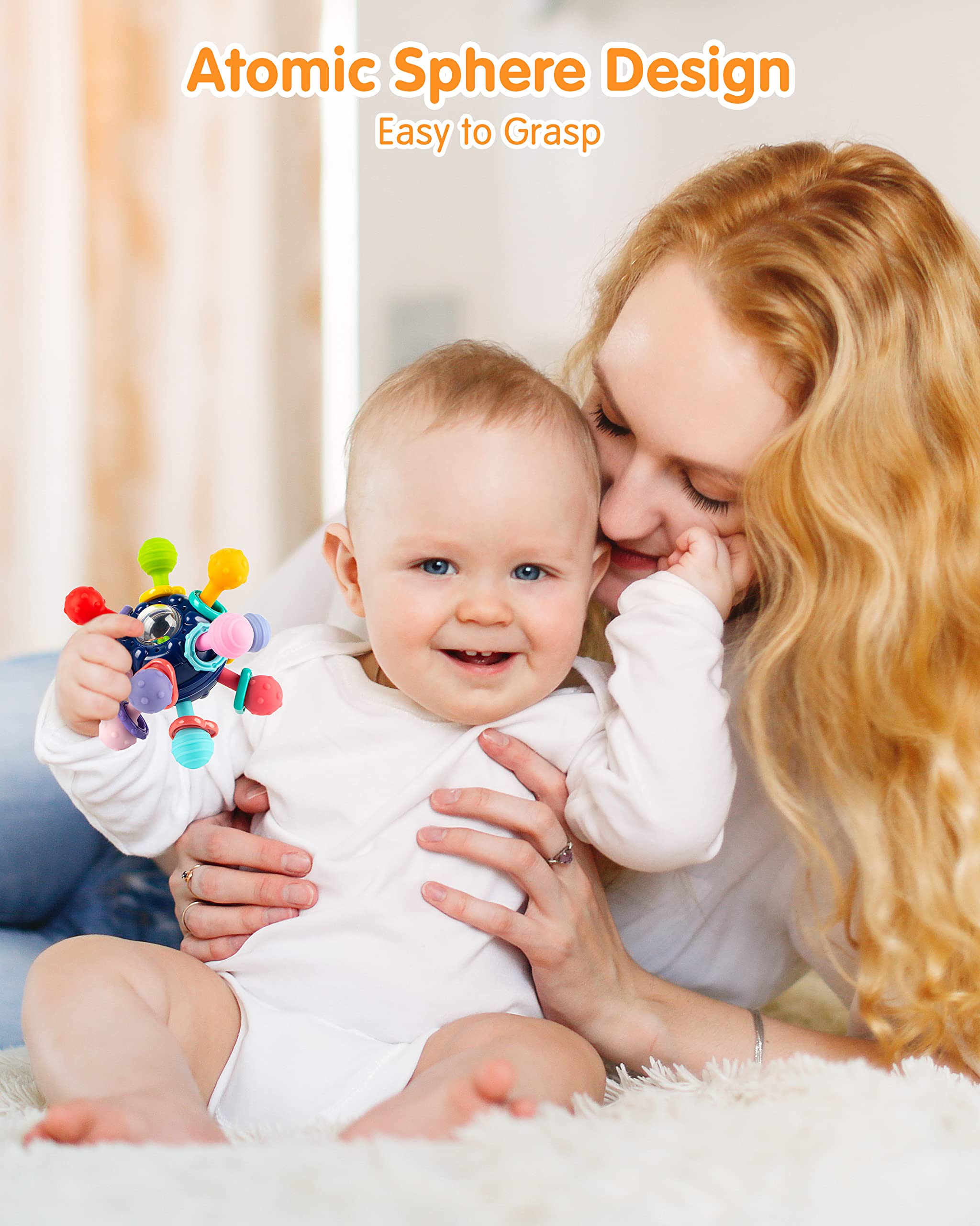 Vanmor Baby Teething Toys for 0-18 Months - Sensory Chew Balls, Montessori Rattle Teether & Grasping Activity Toys for Infants - Perfect Gift for Boys & Girls (Blue) - Ideal for Soothing Sore Gums & Early Childhood Development