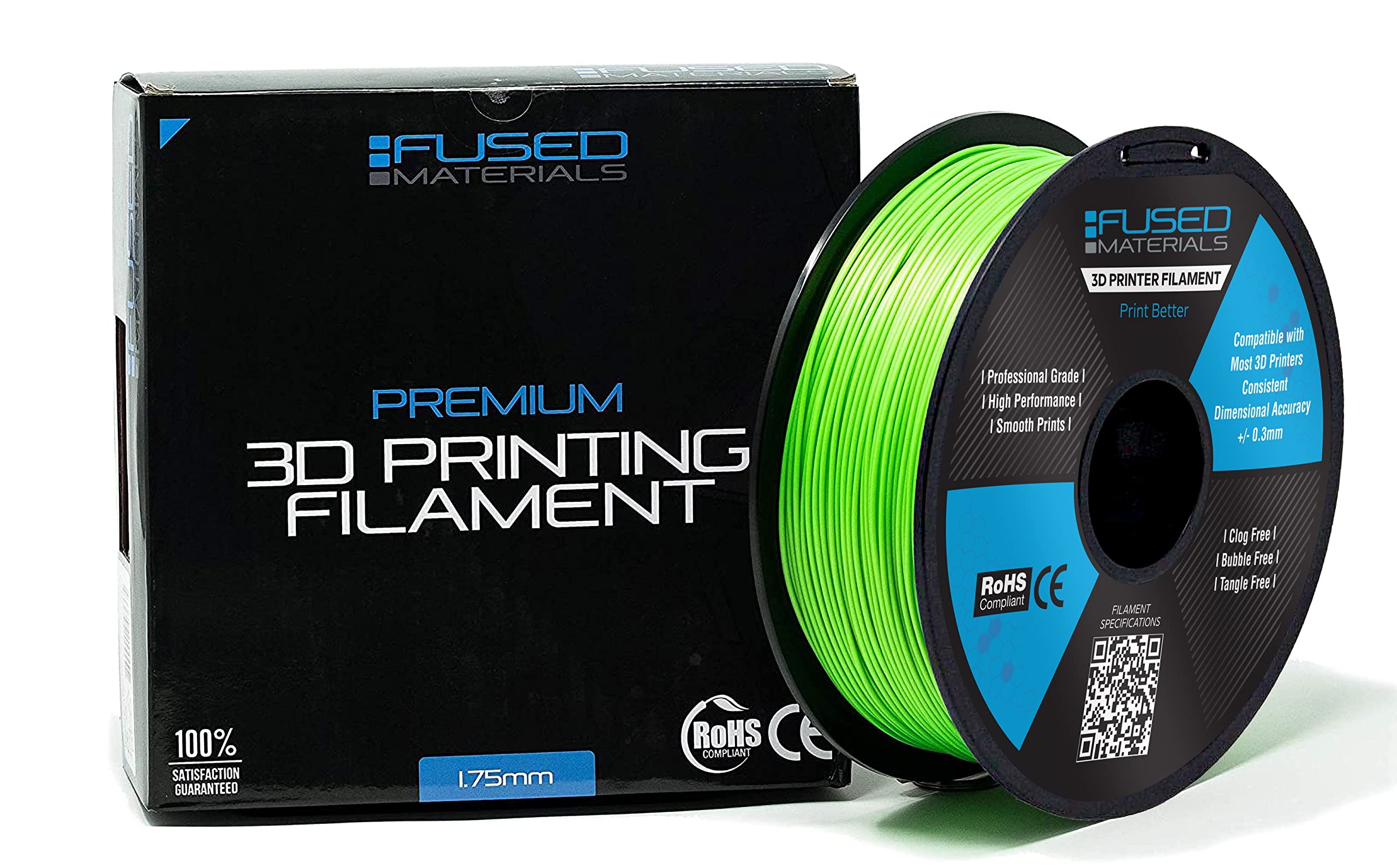 Premium Green PLA 3D Printing Filament - 1kg Spool (2.2lbs), 1.75mm Diameter, High Precision +/- 0.03mm for Smooth 3D Printing - Perfect for DIY Projects, Home Decor, Prototyping and Educational Models