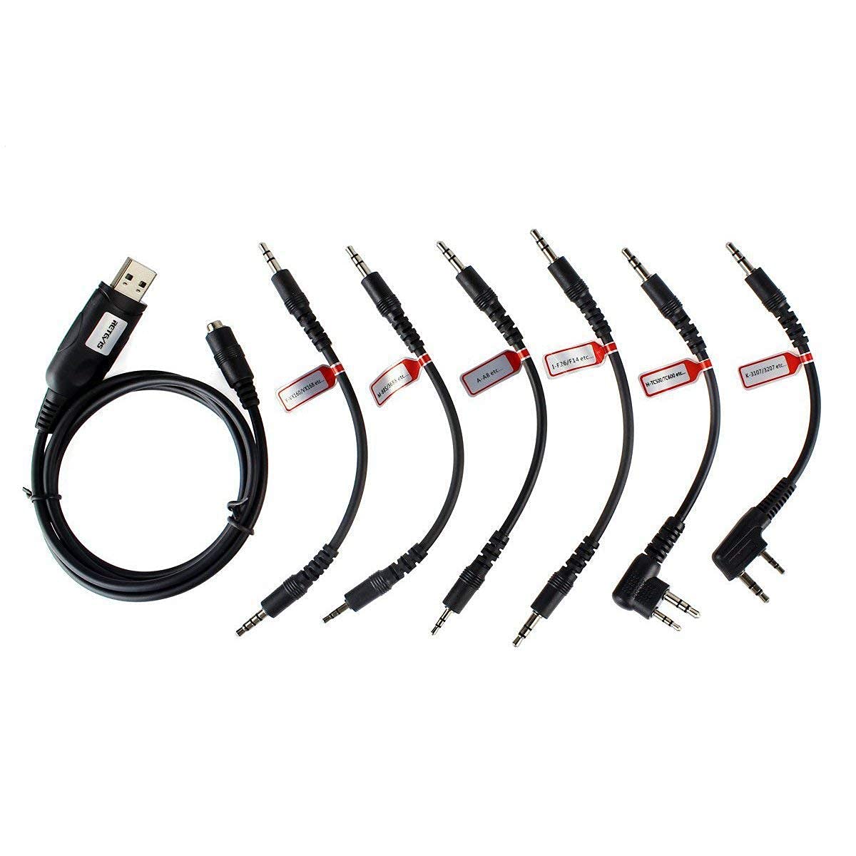 Retevis 6-in-1 Two Way Radio Programming Cable with USB & 6 Adapters - Compatible with Motorola Baofeng UV-5R RT21 RT22 RT27 H-777 RT68 RT-5R Walkie Talkies (1 Pack) - Perfect for Radio Programming & Firmware Updates