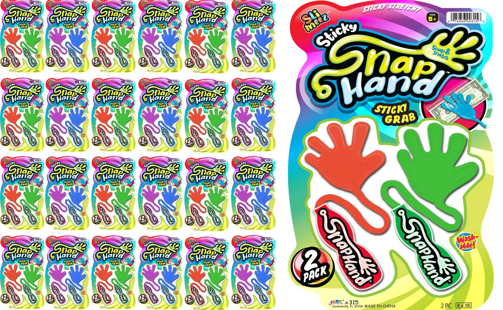 Stretchy Sticky Hands for Kids - 24 Pack (48 Sticky Hands) | Bulk Slap Hand Toys for Party Favors, Easter Egg Fillers, Birthday Prizes & Treasure Box Gifts | Fun Sensory Toys for Classroom Rewards, Carnival Games & Stress Relief Play