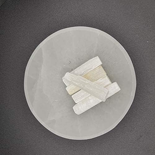 SPEXXI 10cm Selenite Crystal Bowl - Natural Healing Stone Round Bowl for Home Decor, Meditation, Yoga & Spiritual Healing | Perfect for Salt Holder, Jewelry Display & Zen Decorations