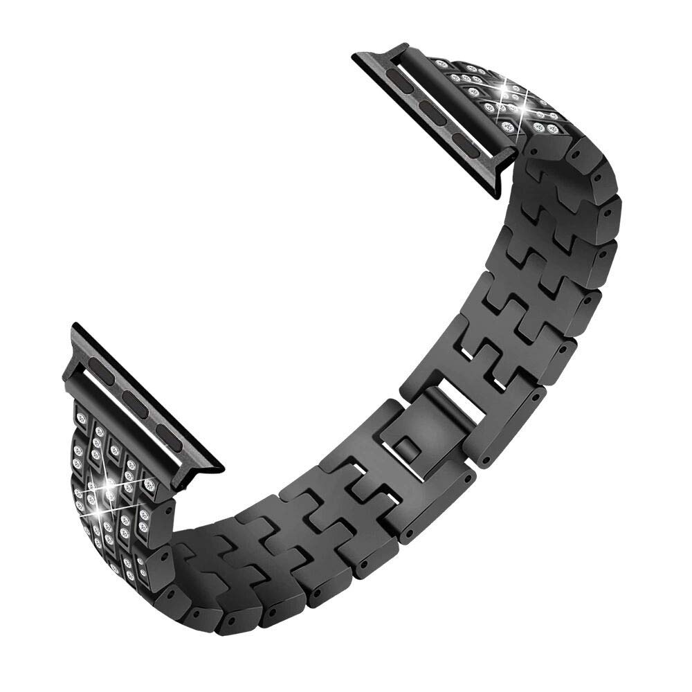 BestMin Luxury Rhinestone Apple Watch Bands - Compatible with 38mm/40mm/42mm/44mm iWatch Series 1-6 & SE - Diamond Jewelry Replacement Strap for Women - Perfect for Parties, Weddings & Special Occasions