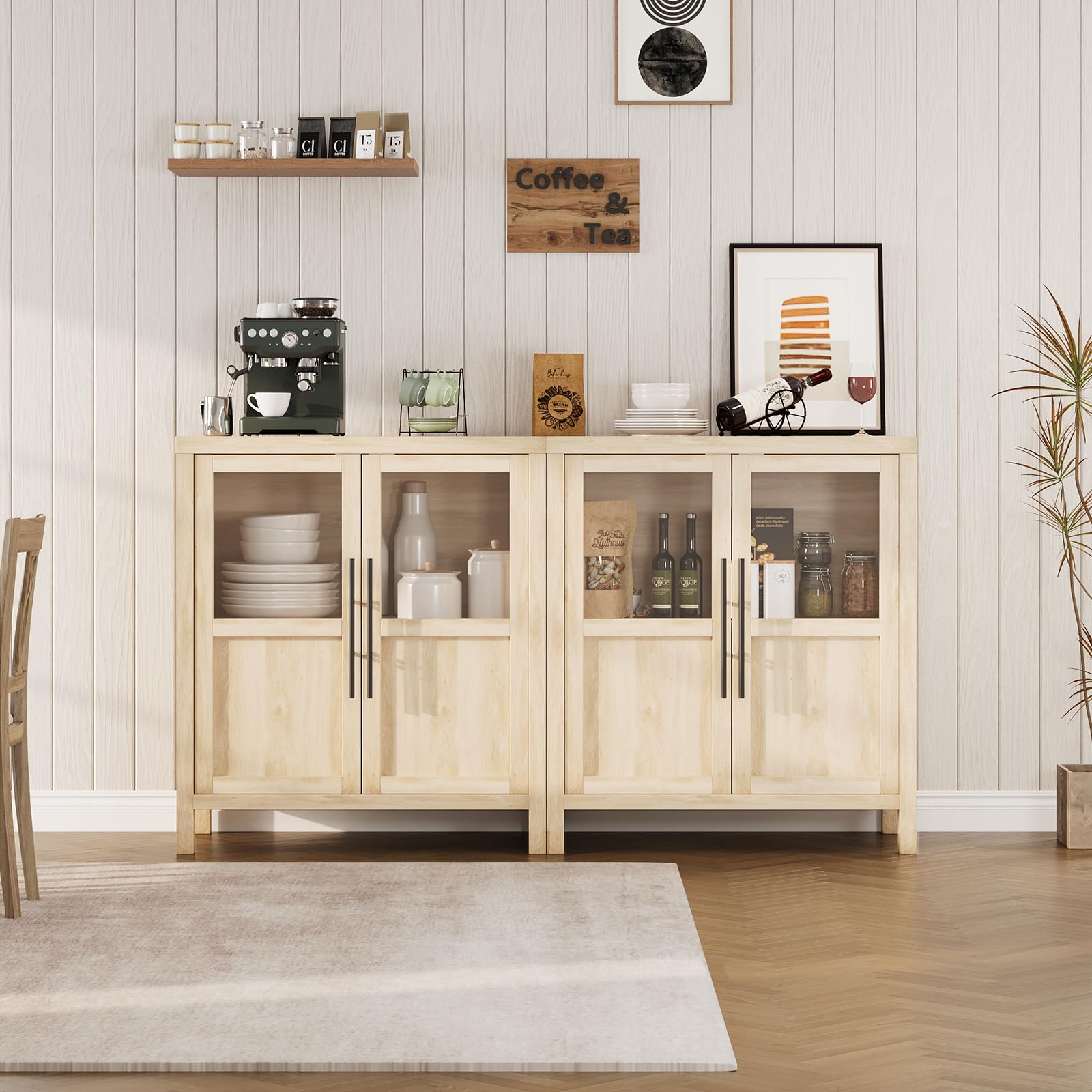 Modern Farmhouse Sideboard Buffet Cabinet with Glass Doors - 29