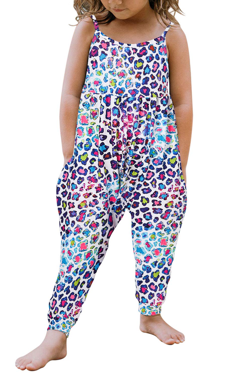 Girls Floral Dinosaur Romper Jumpsuit - Toddler One-Piece Playsuit with Adjustable Straps for Summer | Perfect for Playdates, Beach Outings & Casual Wear