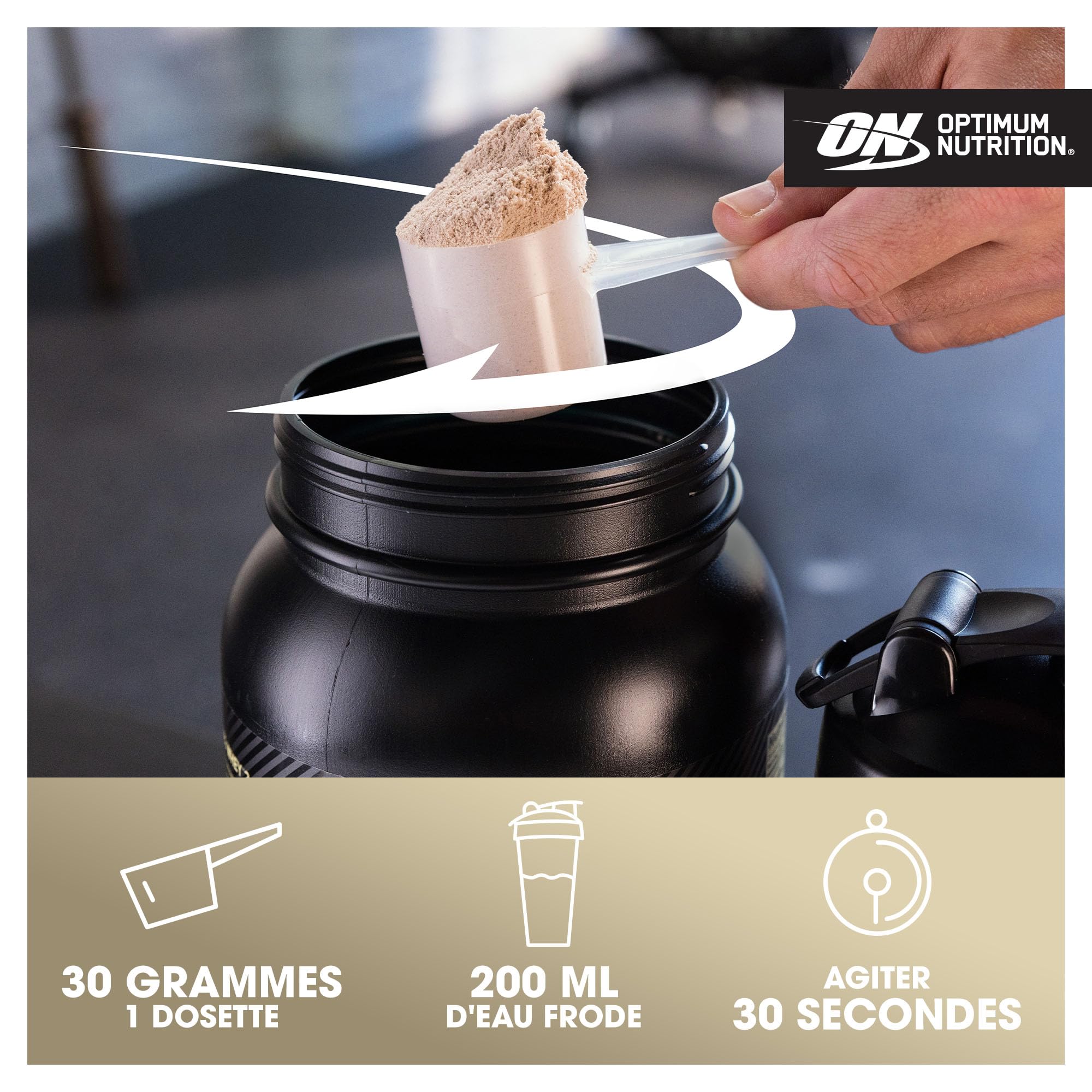 Optimum Nutrition Gold Standard Whey Protein Powder with Glutamine & Amino Acids - French Vanilla Creme, 2 lbs (908g), 29 Servings - Post-Workout Recovery & Muscle Building Supplement