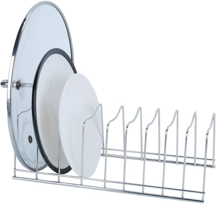 Stainless Steel Kitchen Pot Lid Organizer & Bakeware Storage Rack - Set of 2 for Cabinet & Pantry Organization | Perfect for Small Spaces & Clutter-Free Cooking