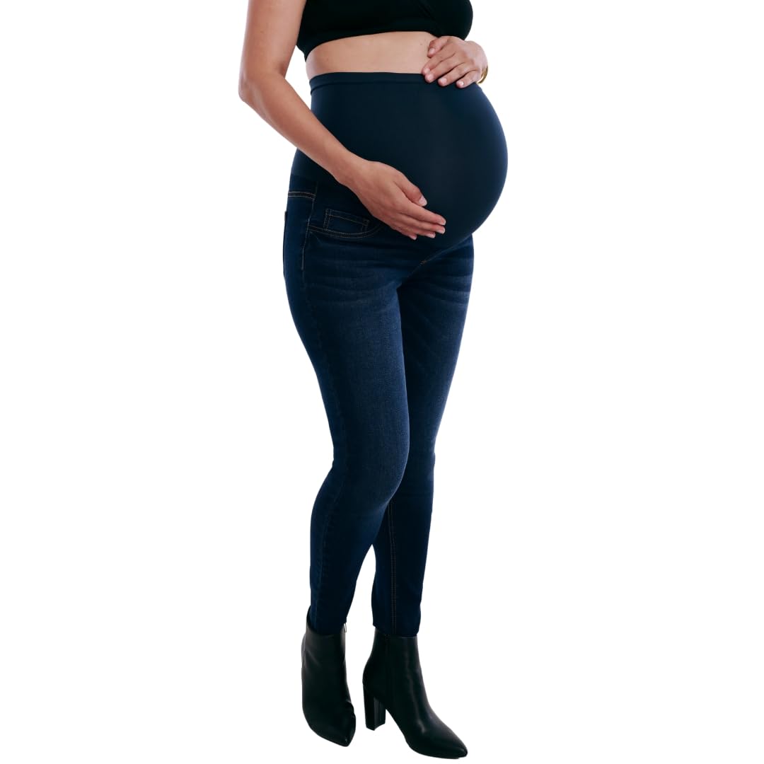 Motherhood Maternity Women's Secret Fit Over The Belly Skinny Ankle Pregnancy Jeans - Comfortable Maternity Pants for Work, Travel & Everyday Wear