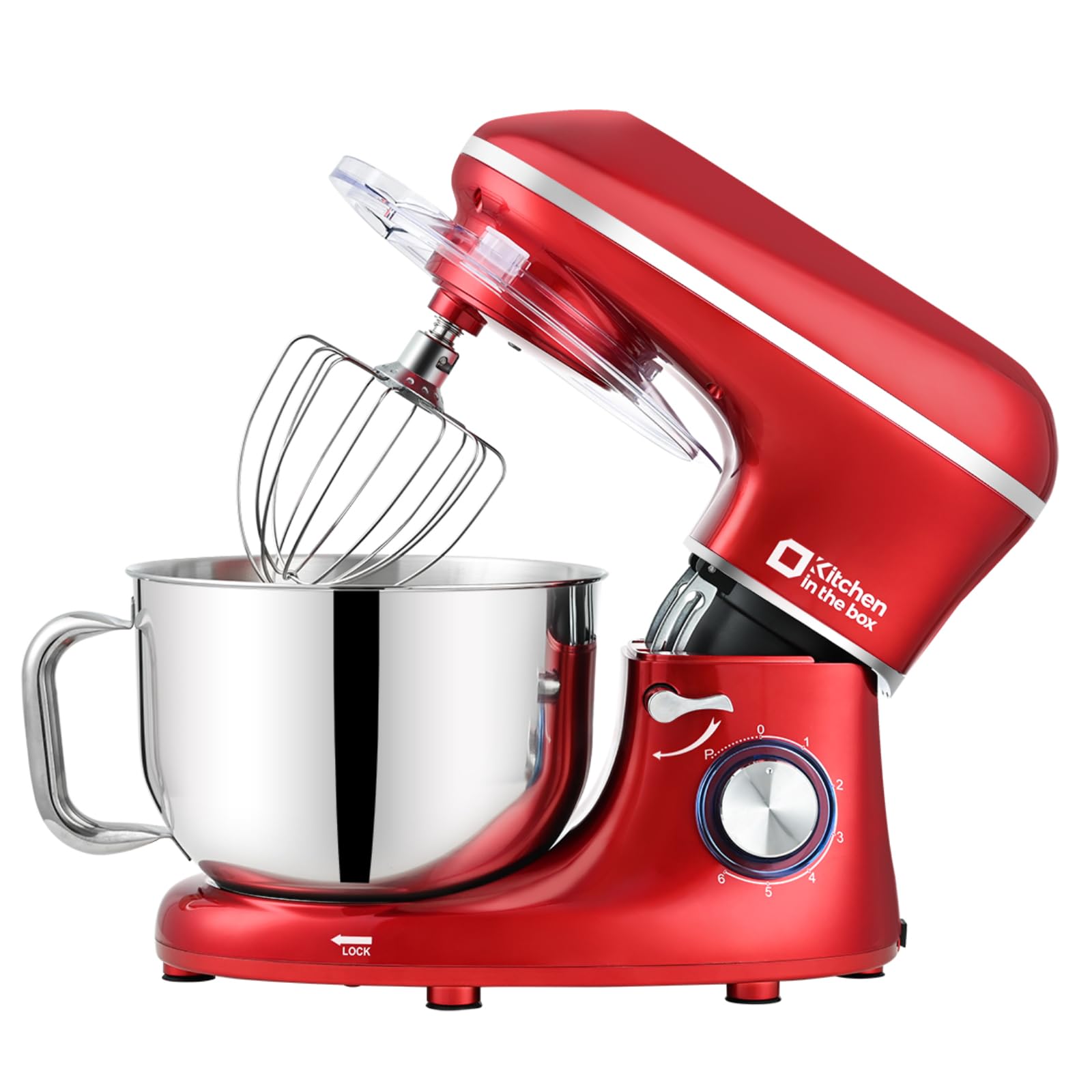 6.5QT 660W Stand Mixer - 6-Speed Tilt-Head Electric Kitchen Mixer with Dough Hook, Wire Whip & Beater - Dishwasher Safe (Red) - Perfect for Baking Cakes, Cookies, Bread & More