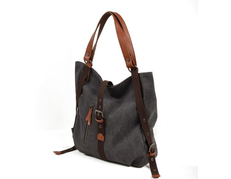 Stylish Women's Waxed Canvas Tote Bag with Genuine Leather Handles - Perfect for Work, Travel & Everyday Use